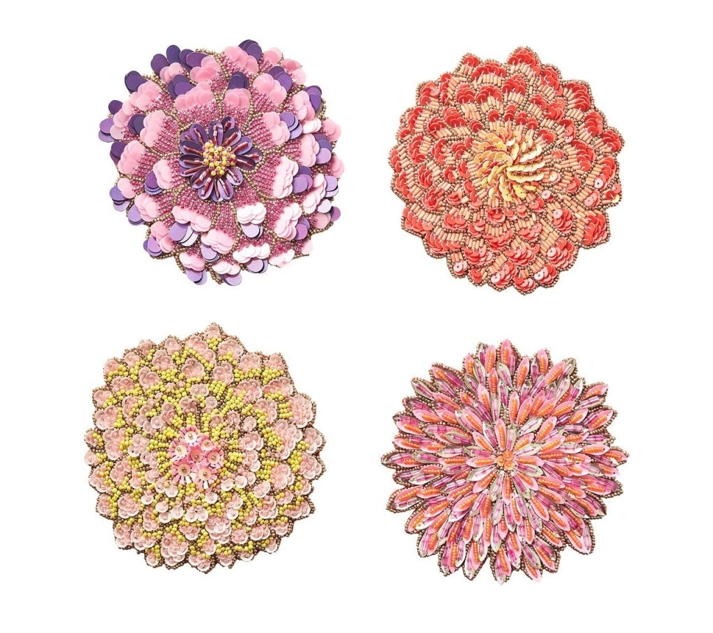 Dahlia Flower Drink Coasters Set of 4 - Absorbent Cork Backing with Gift Bag - Perfect for Coffee Tables, Home Decor, and Housewarming Gifts