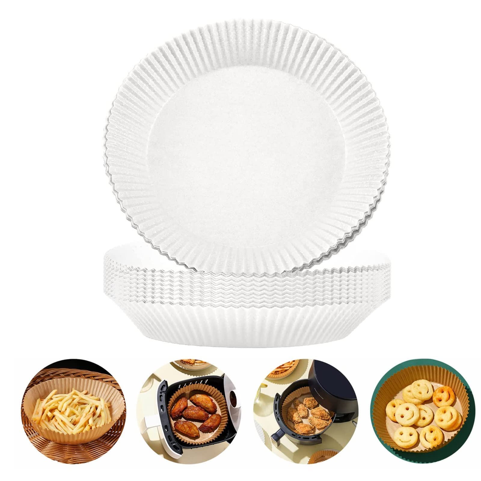 Non-Stick Air Fryer Disposable Parchment Paper Liners - 100 Pack Natural Baking Sheets for Cooking, Roasting & Microwave Use | Perfect for Healthy Meals, Snacks & Quick Cleanup