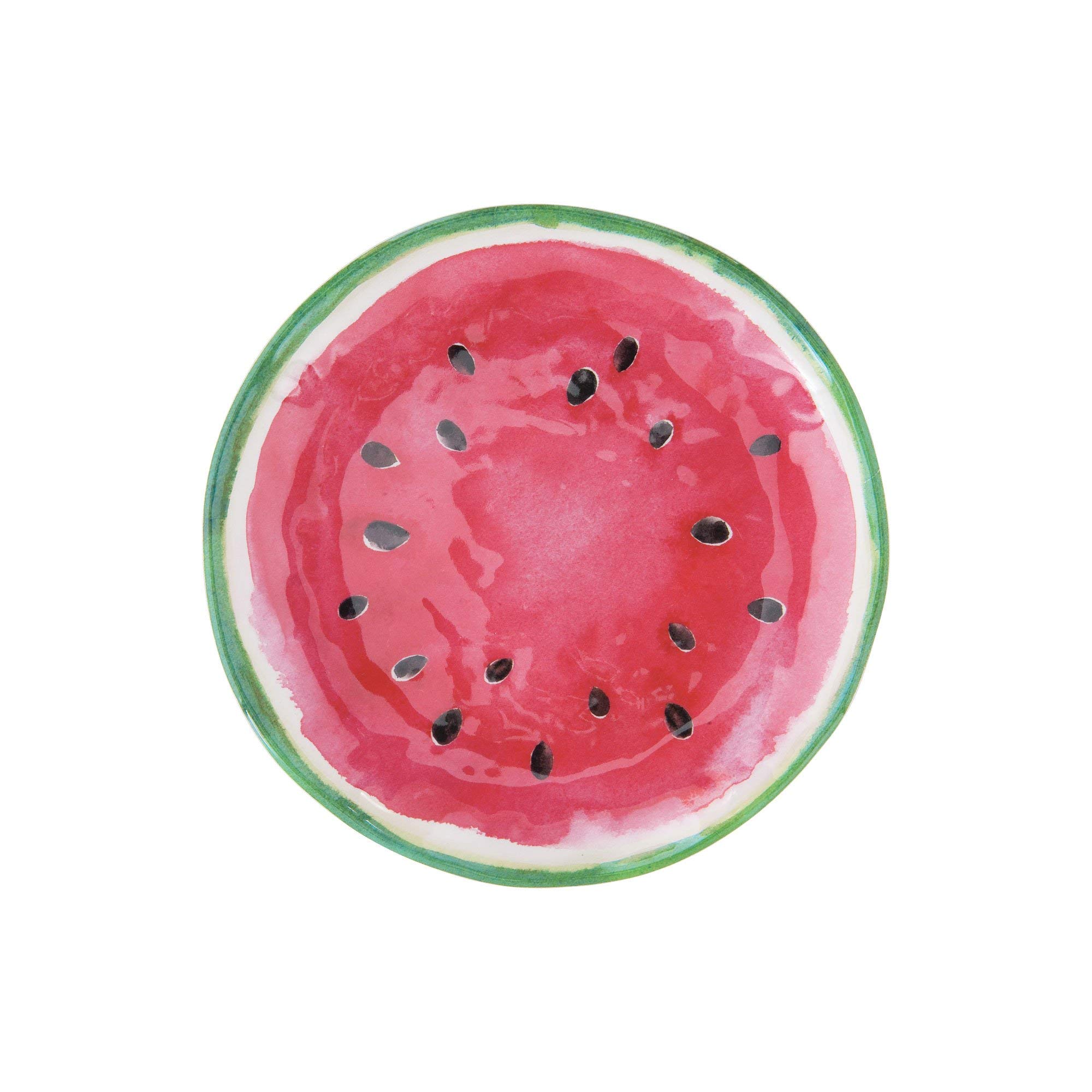UPware Watermelon Melamine Round Dessert Plates 6 Inch - Set of 4 Small Serving Plates for Appetizers, Snacks & Side Dishes - Durable & Lightweight Red Melamine Plates Perfect for Picnics, BBQs, Parties & Outdoor Dining