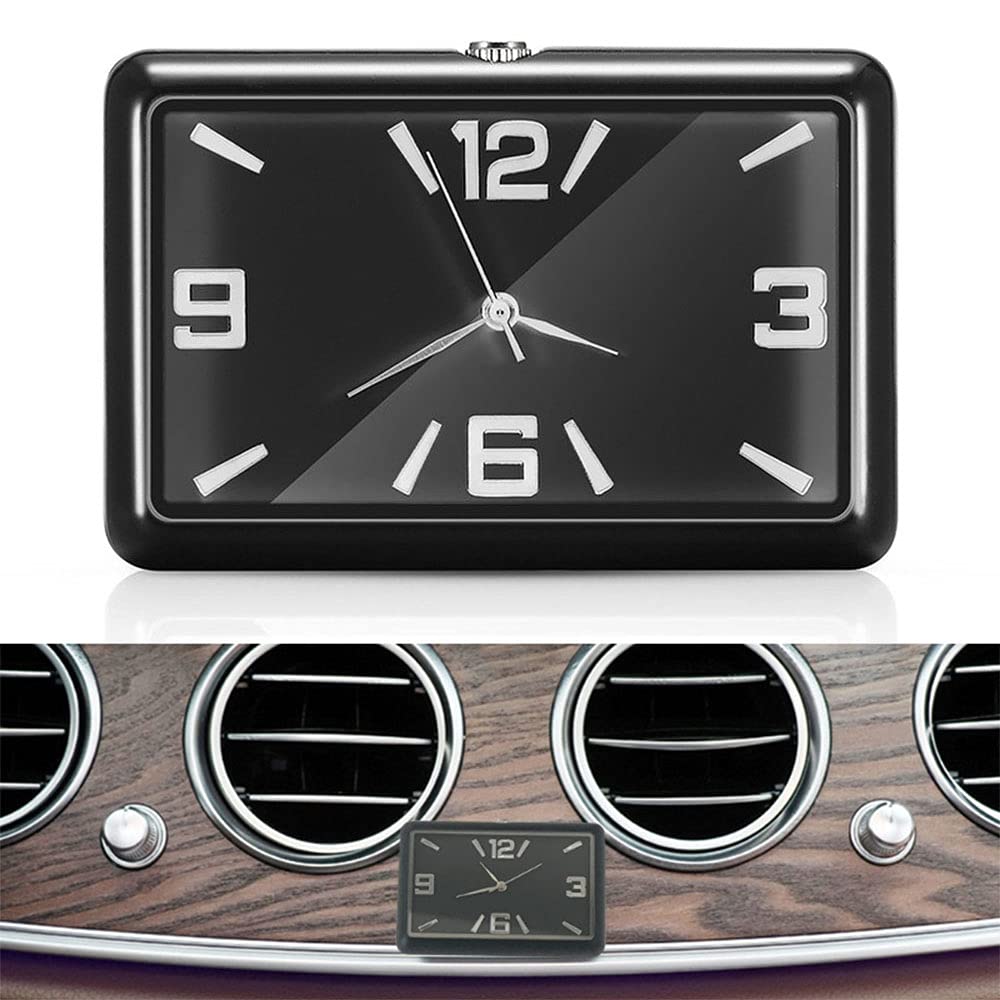 Car Mini Quartz Clock - Black Stick-On Automobile Clock, Portable & Fashionable Car Decoration for Dashboard, Office, and Home Use
