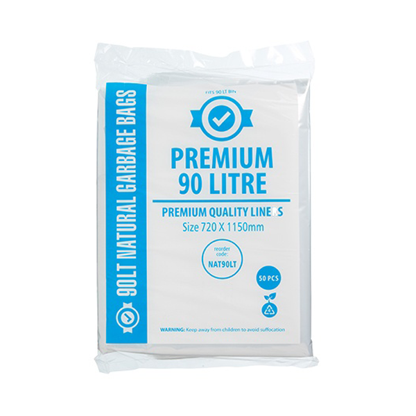 Premium Clear 90Lt Trash Bags - Heavy Duty Garbage Liners for Kitchen, Office & Outdoor Use - Leak Proof & Odor Control
