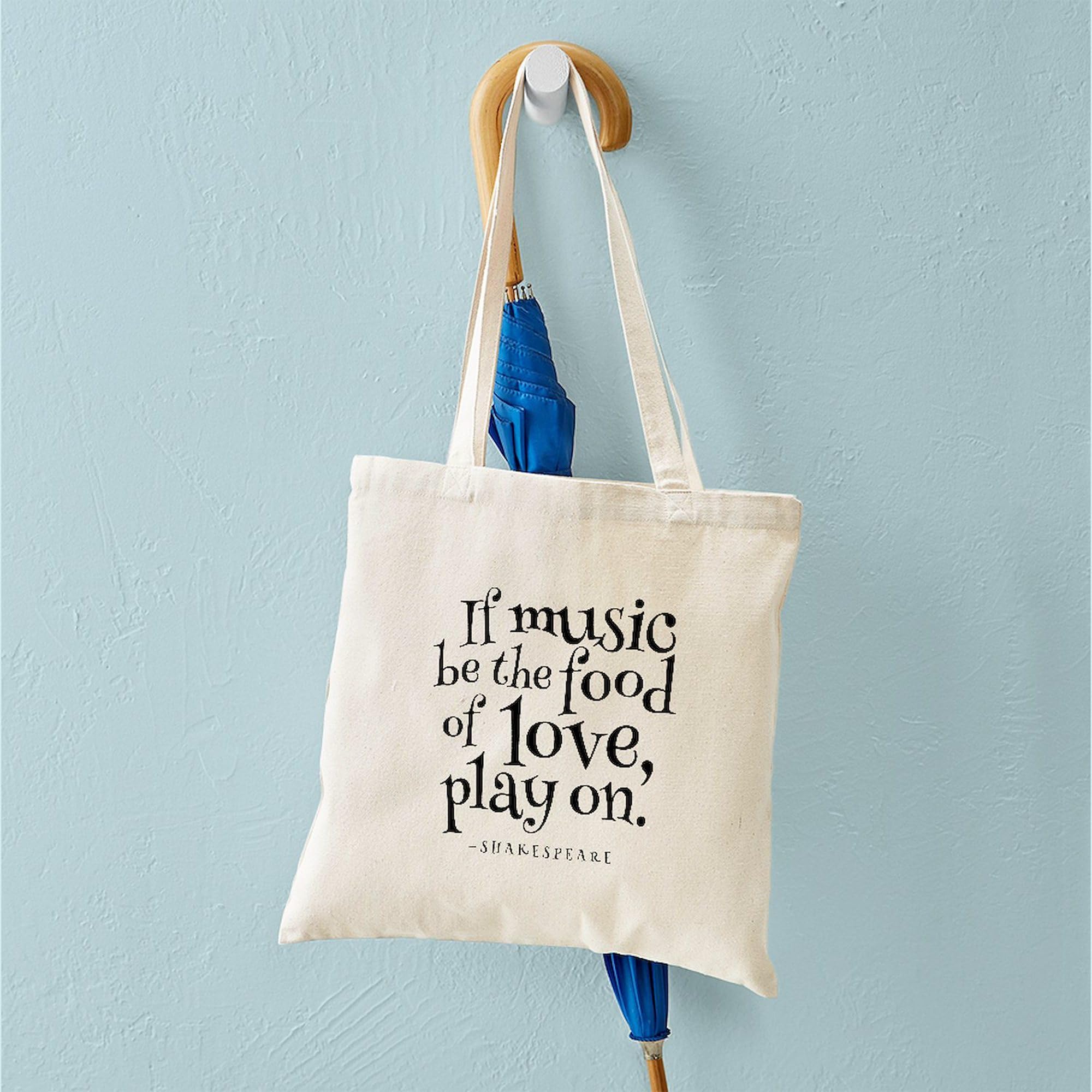 Eco-Friendly If Music Be The Food Of Love Canvas Tote Bag - Reusable Grocery Shopping Bag for Music Lovers, Perfect for Concerts, Beach Trips & Daily Errands