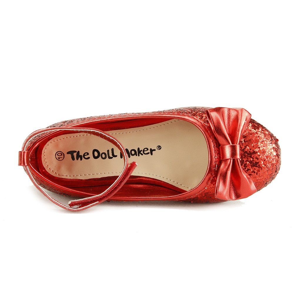 The Doll Maker Women's Metallic Glitter Strap Flat Shoes - Comfortable Ballet Flats for Casual Wear, Parties & Everyday Fashion