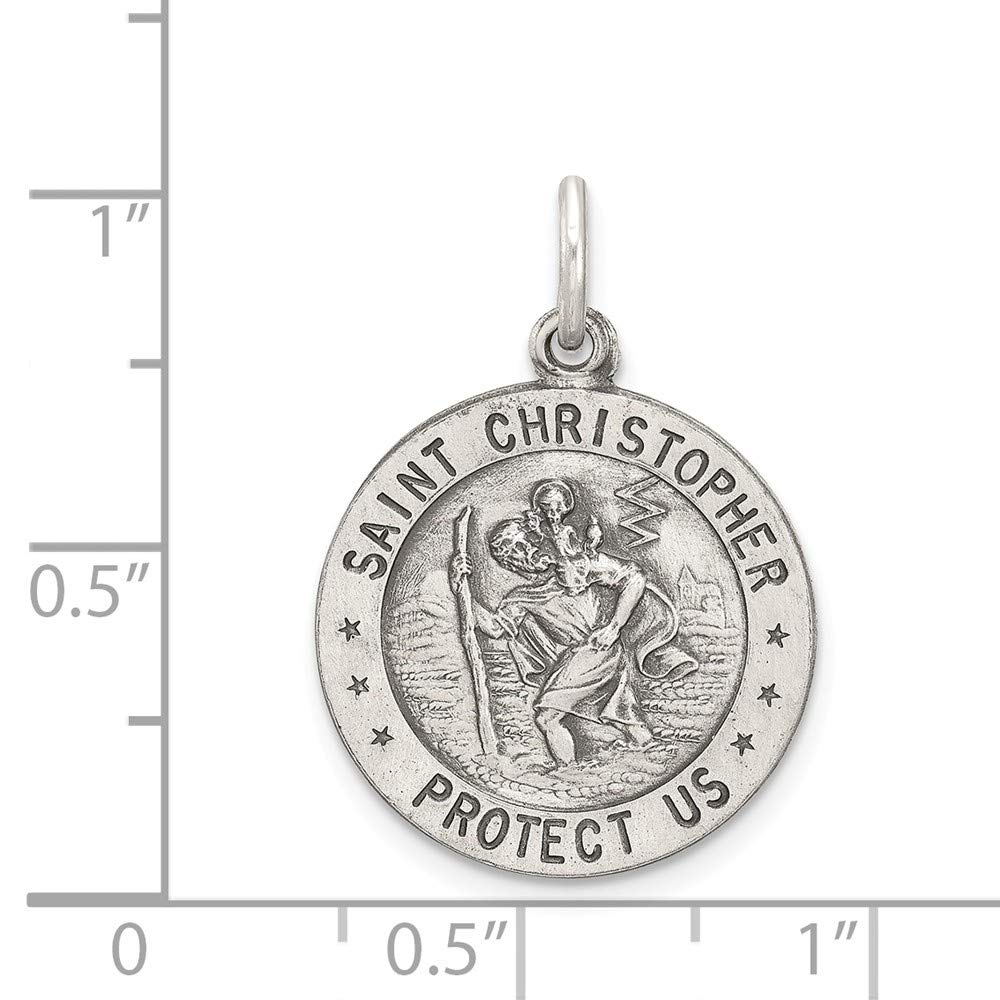 Jewels By Lux Sterling Silver St. Christopher Baseball Medal - Religious Jewelry for Athletes & Travelers - Perfect Gift for Baseball Players, Protection Pendant for Sports & Safe Travels