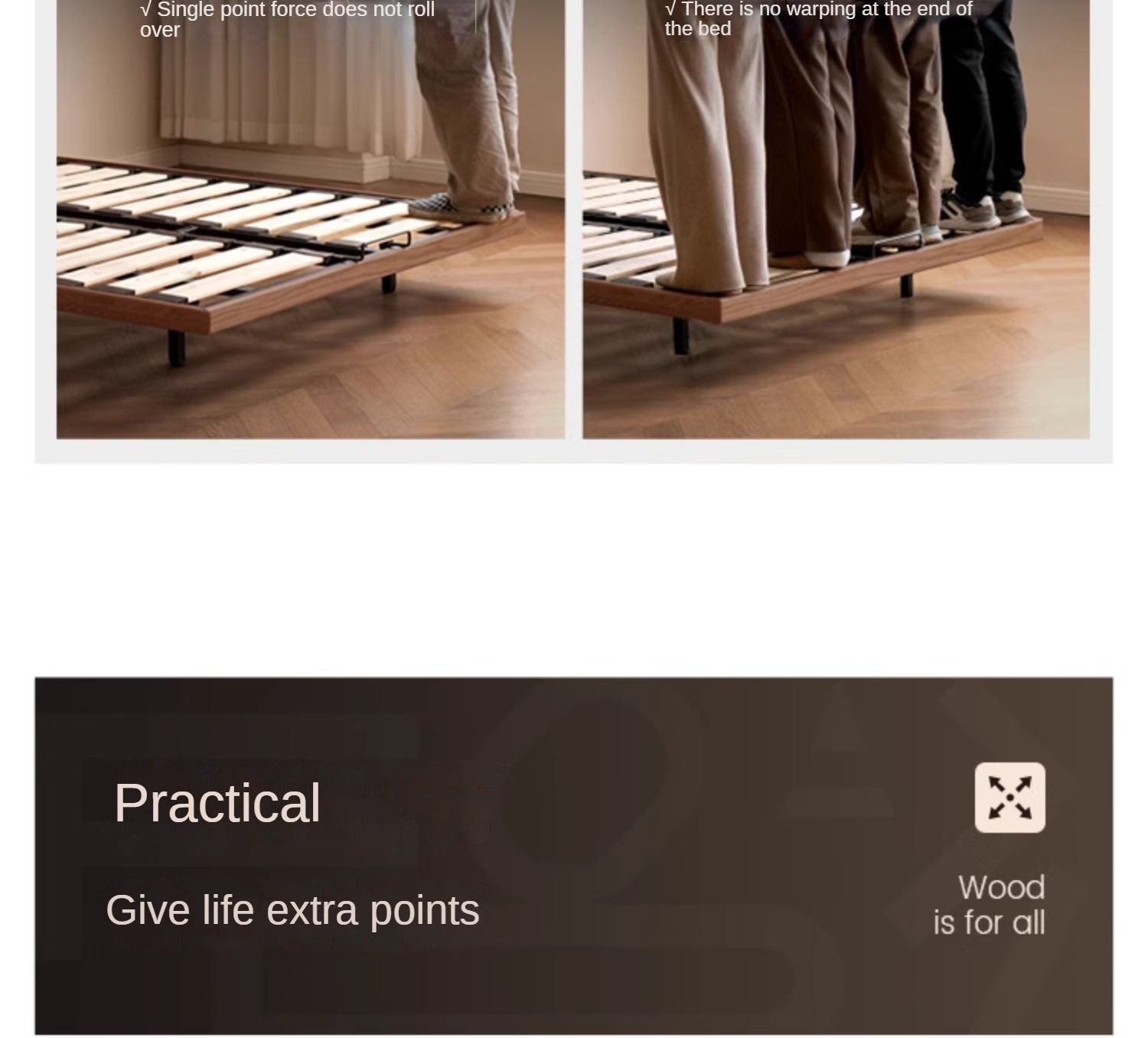 Solid Oak Wood Floating Bed Frame - Modern Platform Bed with Suspended Design for Bedroom, Guest Room & Loft