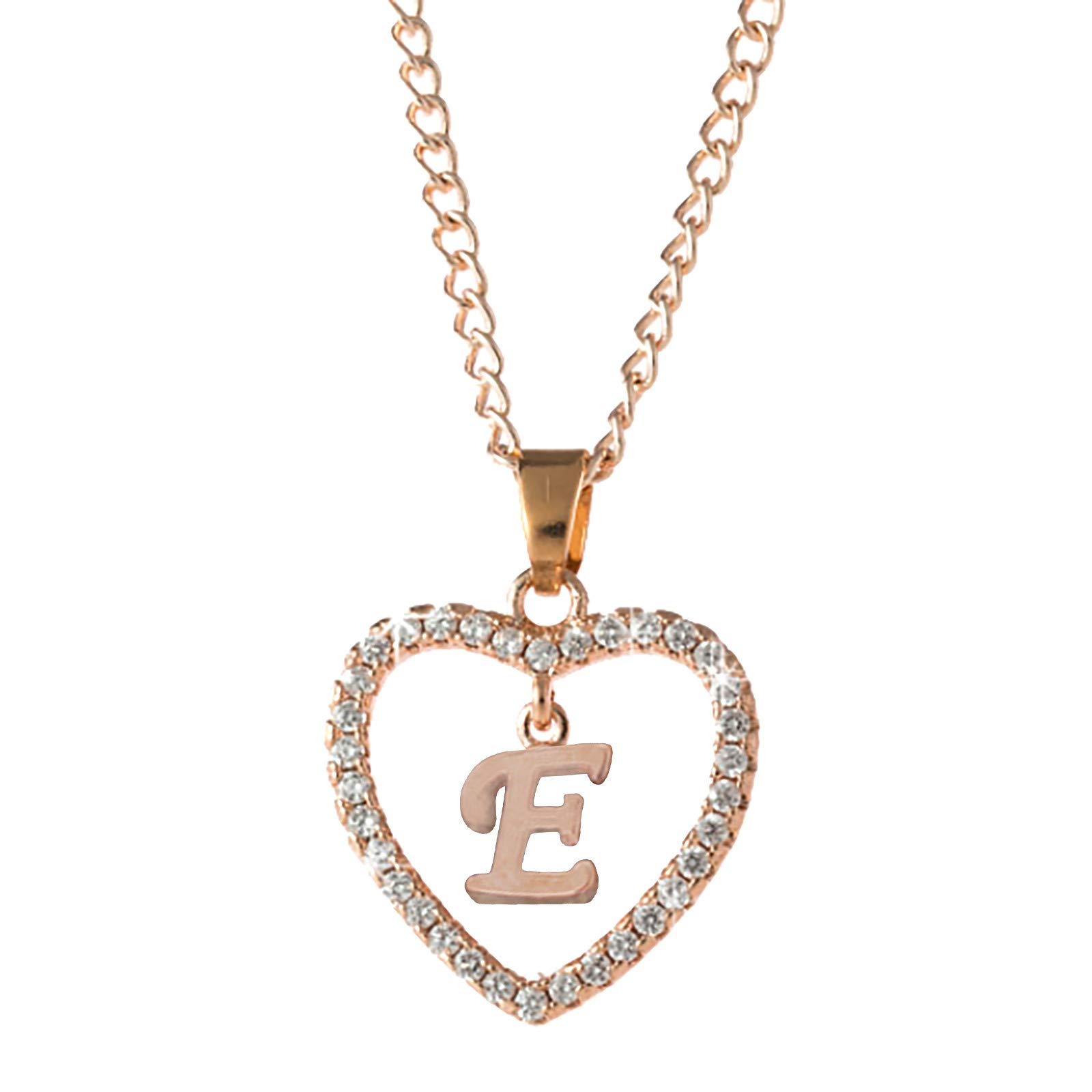 Saturey Heart Letter Love Necklace - 26 Alphabet Pendant Set with Zircon Stones, Silver Jewelry for Women - Perfect for Valentine's Day Gifts, Anniversary Presents & Everyday Wear