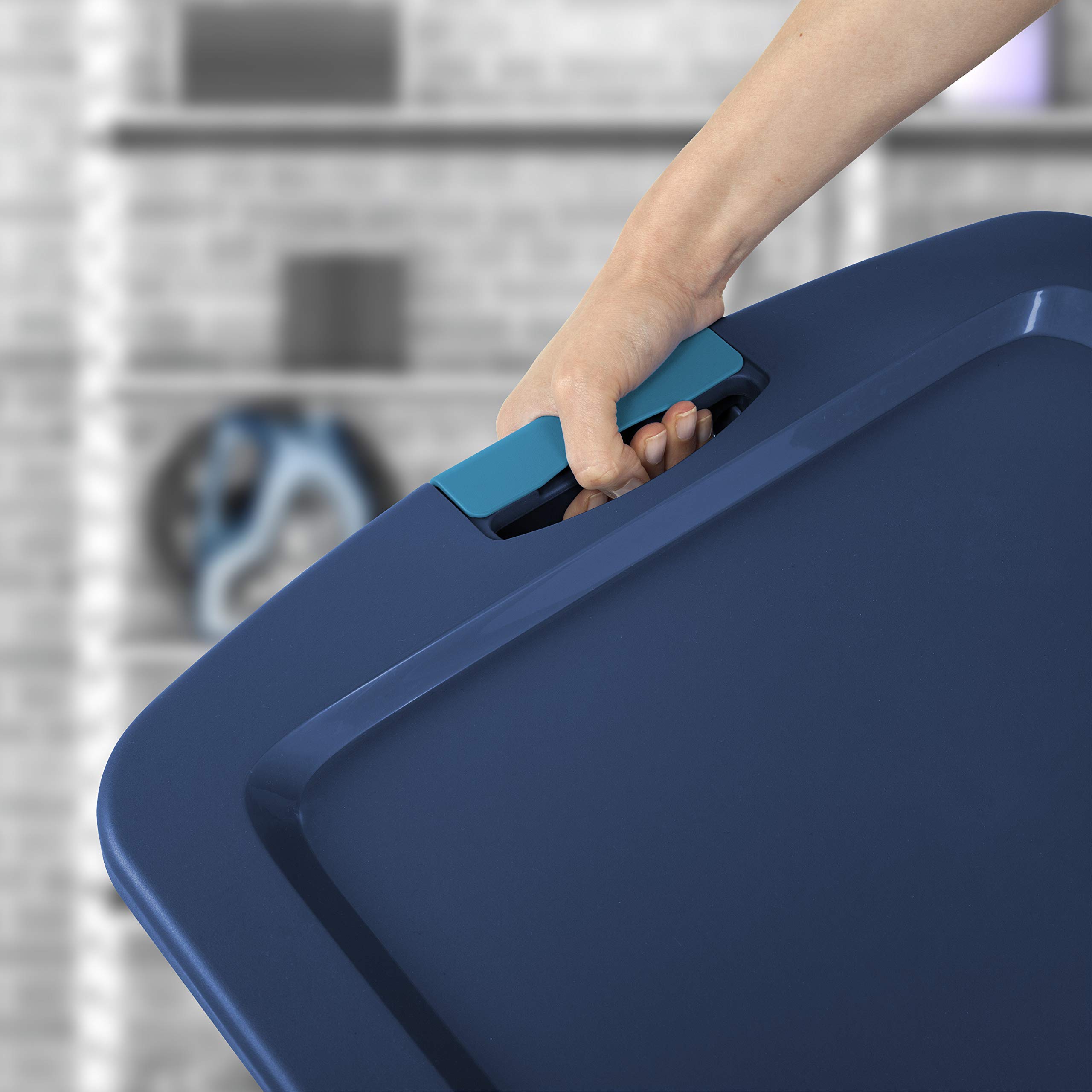 Sterilite 12 Gallon Stackable Storage Bins with Latching Lids - 6-Pack Blue Plastic Tote Containers for Closet Organization, Home Storage & Garage Organization | Perfect for Toys, Seasonal Decor & Household Items