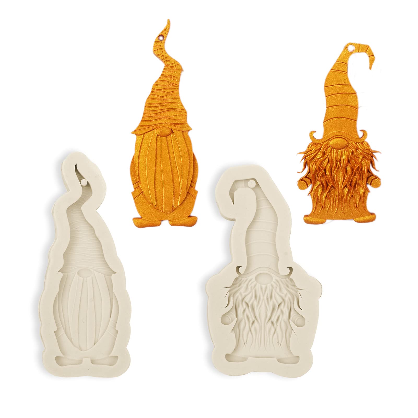 Gnome Shape Fondant Molds - Silicone Cartoon Character Chocolate Mold with Hole for Keychains, Pendants, Earrings, Candy, Cake, Cookie, Jewelry & Clay Decorations | Perfect for Christmas, Halloween, Easter DIY Crafts & Party Decor