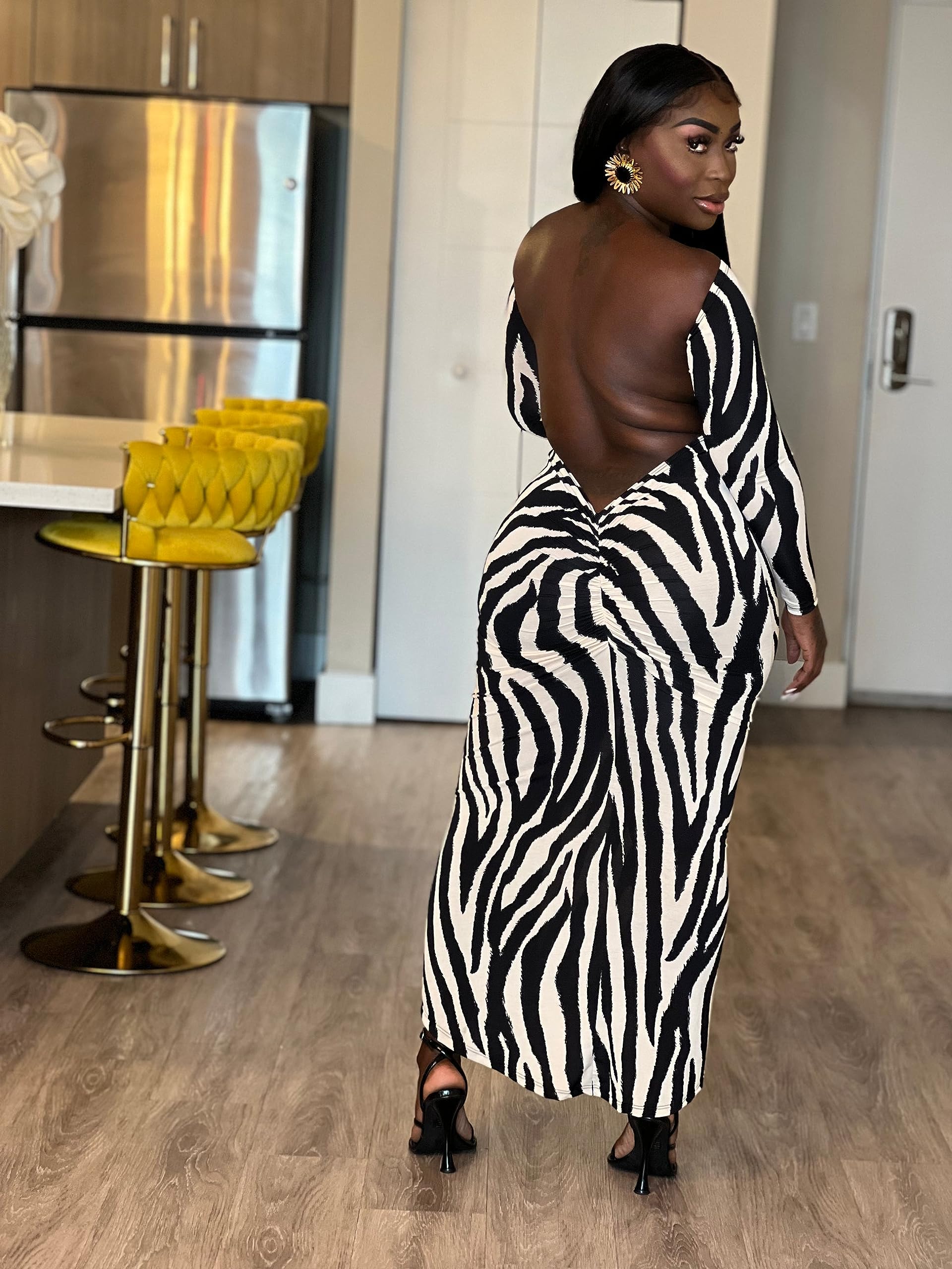Sexy Off Shoulder Long Sleeve Bodycon Maxi Dress for Women - Elegant Clubwear & Party Outfit for Night Out, Date Night, and Special Occasions