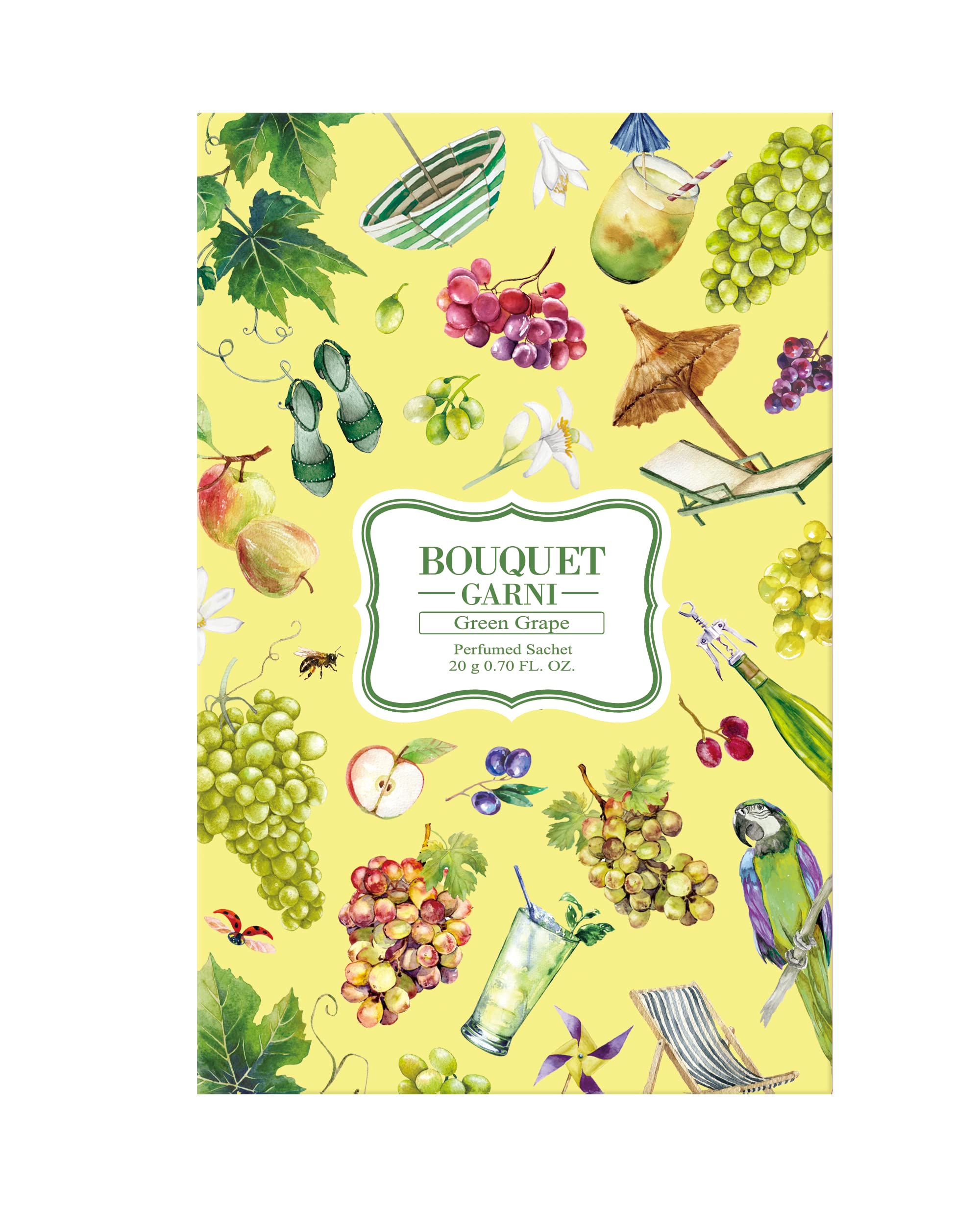 Premium Green Grape Scented Sachets (2-Pack, 20g Each) - Long-Lasting Fragrance for Home & Closet - Natural Odor Eliminator & Air Freshener - Silk Layered Packaging - Perfect for Drawers, Wardrobes, and Small Spaces