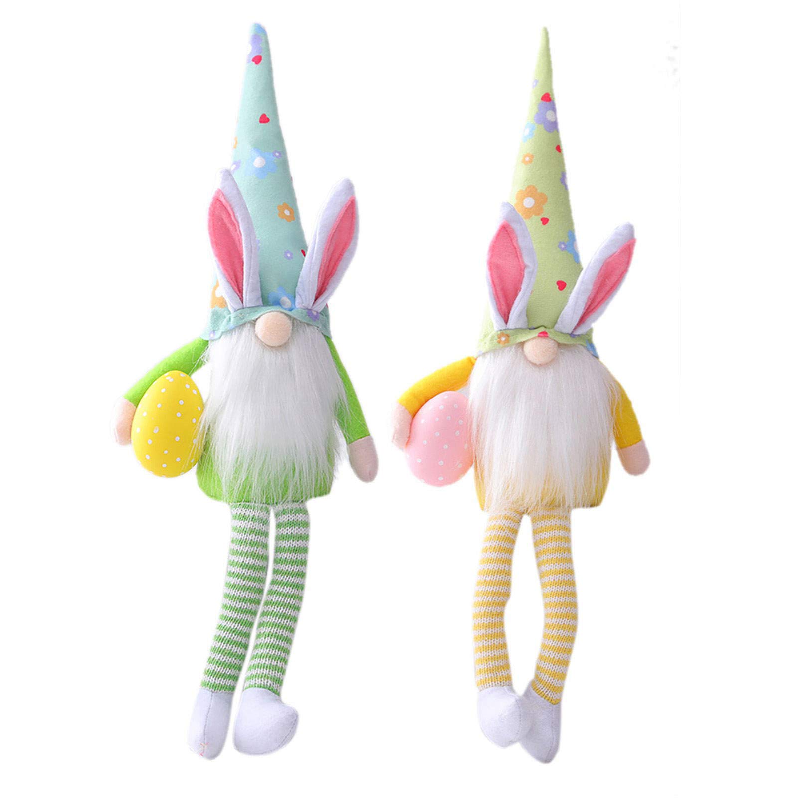 Easter Bunny Carrot Dwarf Faceless Doll - 2 Pack Home Decor, Holiday Ornaments, Easter Party Decorations for Table Centerpiece, Shelf Display, and Spring Themed Gift Giving