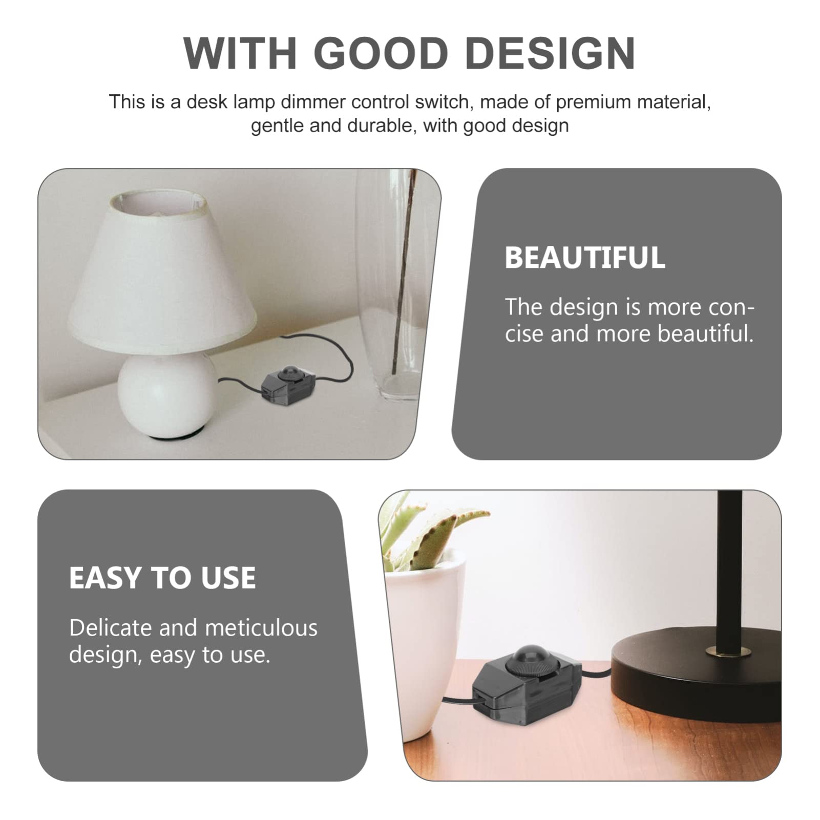 4PCS Rotary Cord Adjustable Slide Control Lamp Dimmer Switch - Replacement for Table Lamps, Desk & Bedroom Lights - Perfect for Kitchen, Living Room & Home Office Lighting Control