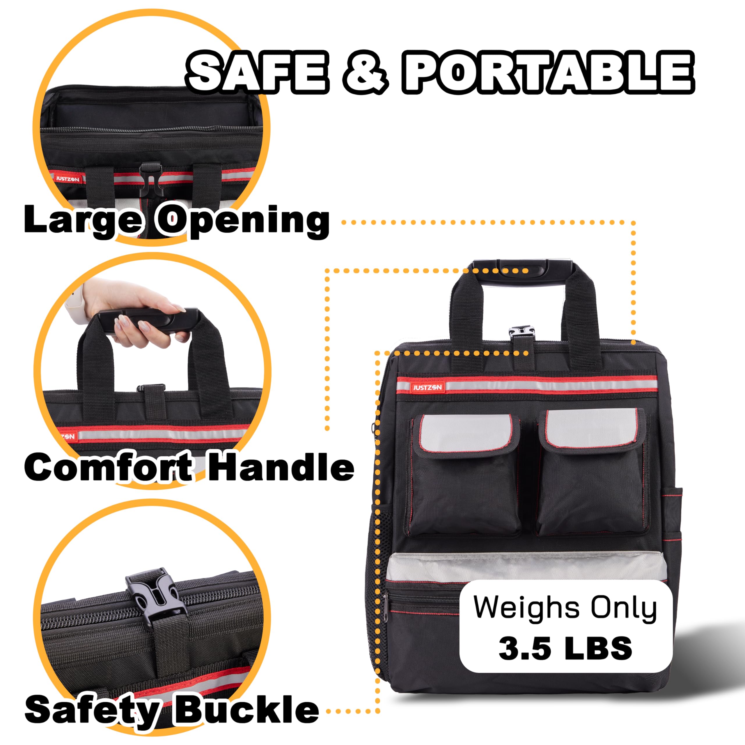 Heavy Duty Tool Backpack with Padded Back Support - Large Capacity Electrician Tool Bag for Plumbers, HVAC Technicians & Cable Repairmen | Durable Work Backpack for Construction Sites & Field Service Jobs