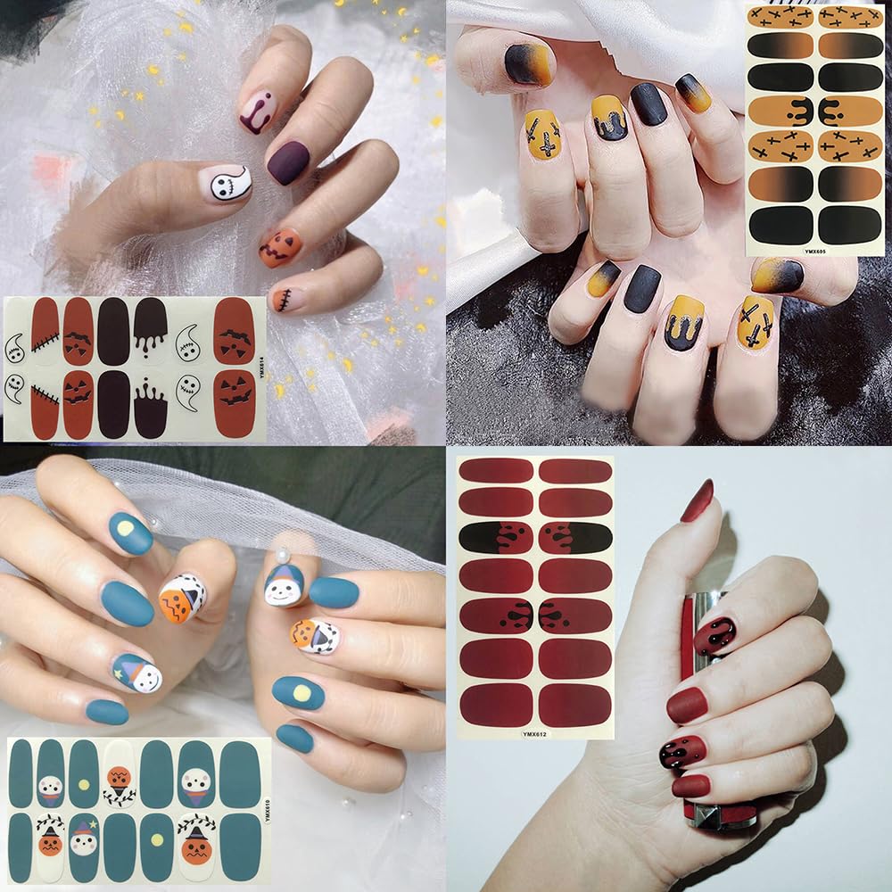 SILPECWEE 20 Sheets Halloween Christmas Nail Polish Strips - Self-Adhesive Gel Nail Wraps for Women, Nail Art Stickers & Decals with 1 Nail File - Perfect for Parties, Holidays & DIY Manicures at Home