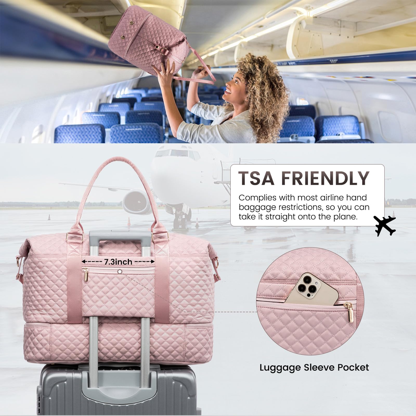 LOVEVOOK Women's Travel Duffle Bag - Waterproof Weekender Overnight Bag with Shoe Compartment & Wet Pocket - Perfect for Gym, Hospital Delivery, Business Trips & Weekend Getaways