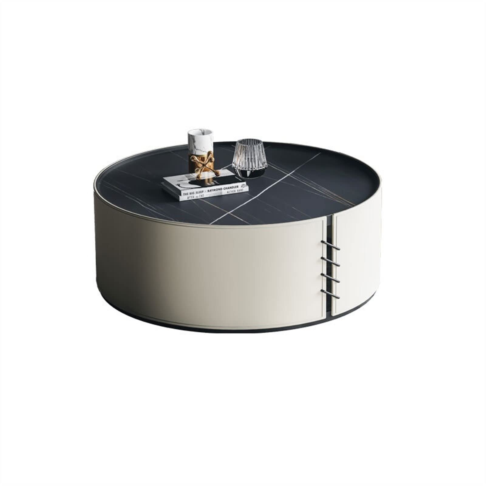 Modern Round Coffee & End Table Set - Minimalist White Side Table for Living Room, Small Apartment - Perfect for Coffee, Books & Decor in Compact Spaces