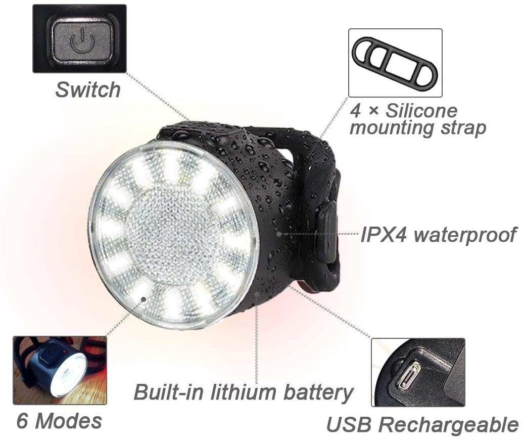 USB Rechargeable Bike Lights Set - Waterproof LED Bicycle Headlight & Taillight Combo with 6 Brightness Modes for Night Cycling, Commuting & Outdoor Adventures