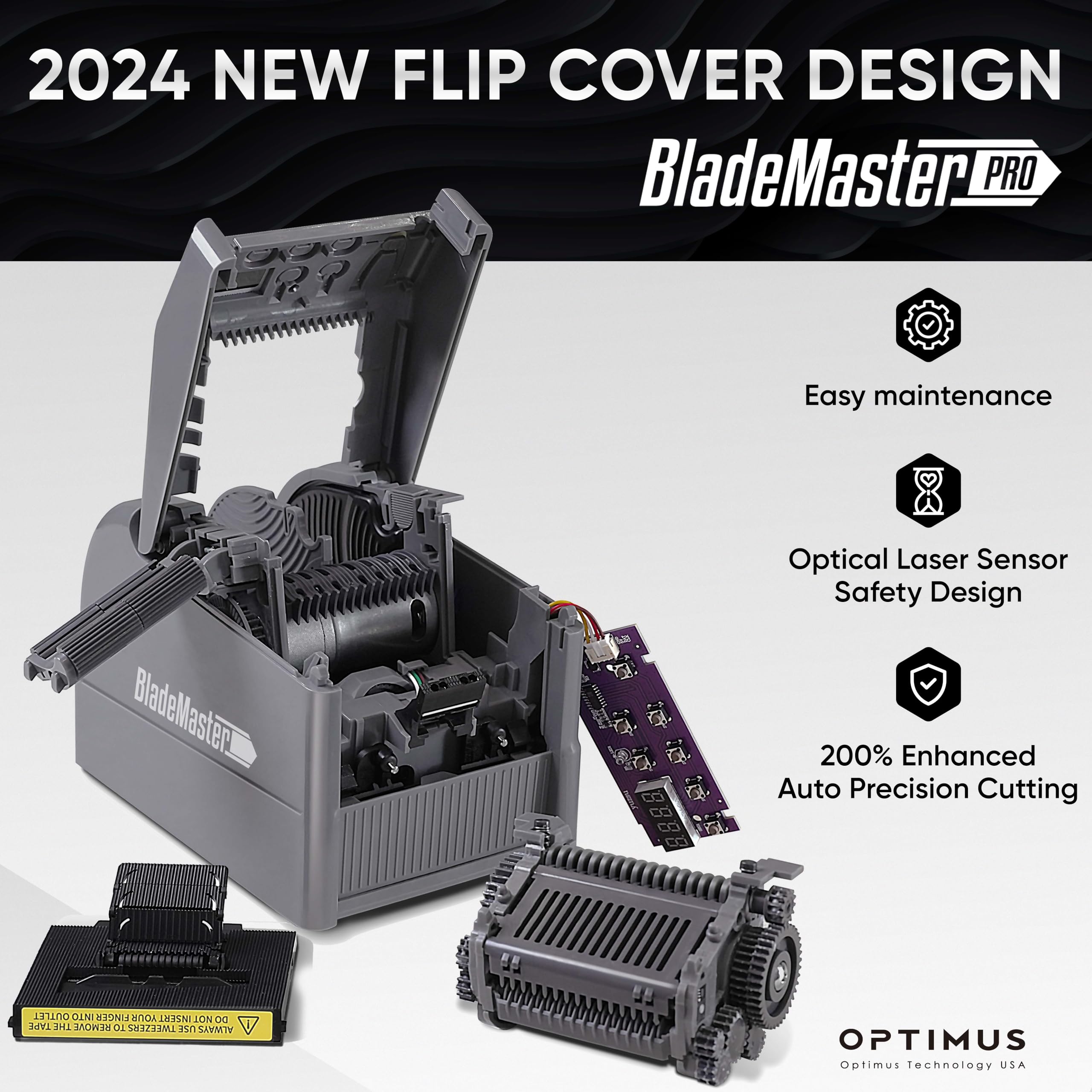 BladeMaster PRO Automatic Ribbon Cutting Machine - Commercial Grade Smart Tape Dispenser & Ribbon Cutter (2024 Upgraded Model, Gray) | Perfect for Gift Wrapping, Packaging, Crafting & Office Use | Fast & Precise Cutting for Professionals