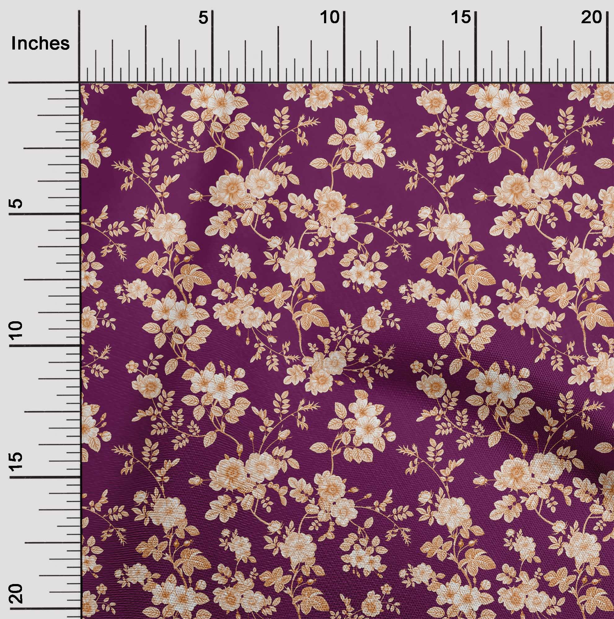 oneOone Cotton Poplin Dark Magenta Baroque Print Fabric by The Yard - 42 Inch Wide for DIY Clothing, Dresses, Quilting & Home Decor Sewing Projects