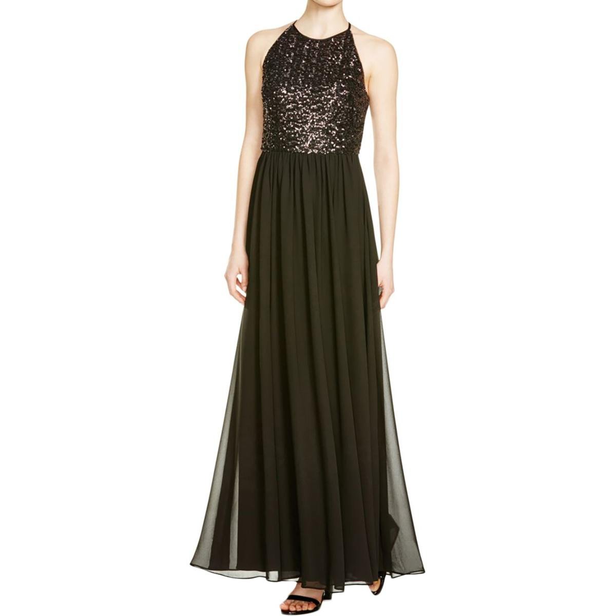 Vera Wang Women's Sequin Lace Bodice with Chiffon Skirt - Elegant Evening Gown for Prom, Wedding & Special Occasions