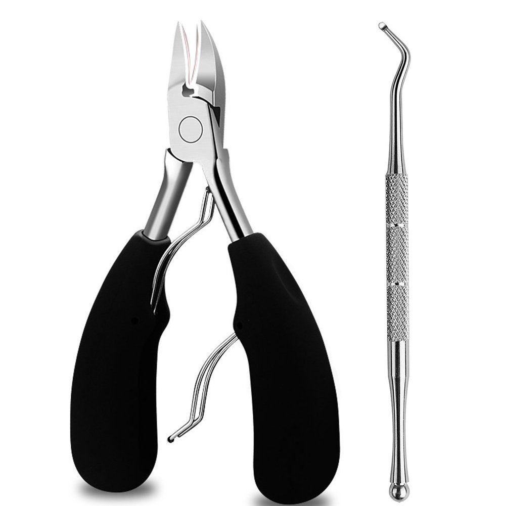 Premium Stainless Steel Toenail Clippers Set - Professional Ingrown & Fungus Nail Nipper with Non-Slip Handle & Nail Lifter - Perfect for Thick Toenails, Pedicure & Manicure - Ideal for Home, Travel & Salon Use