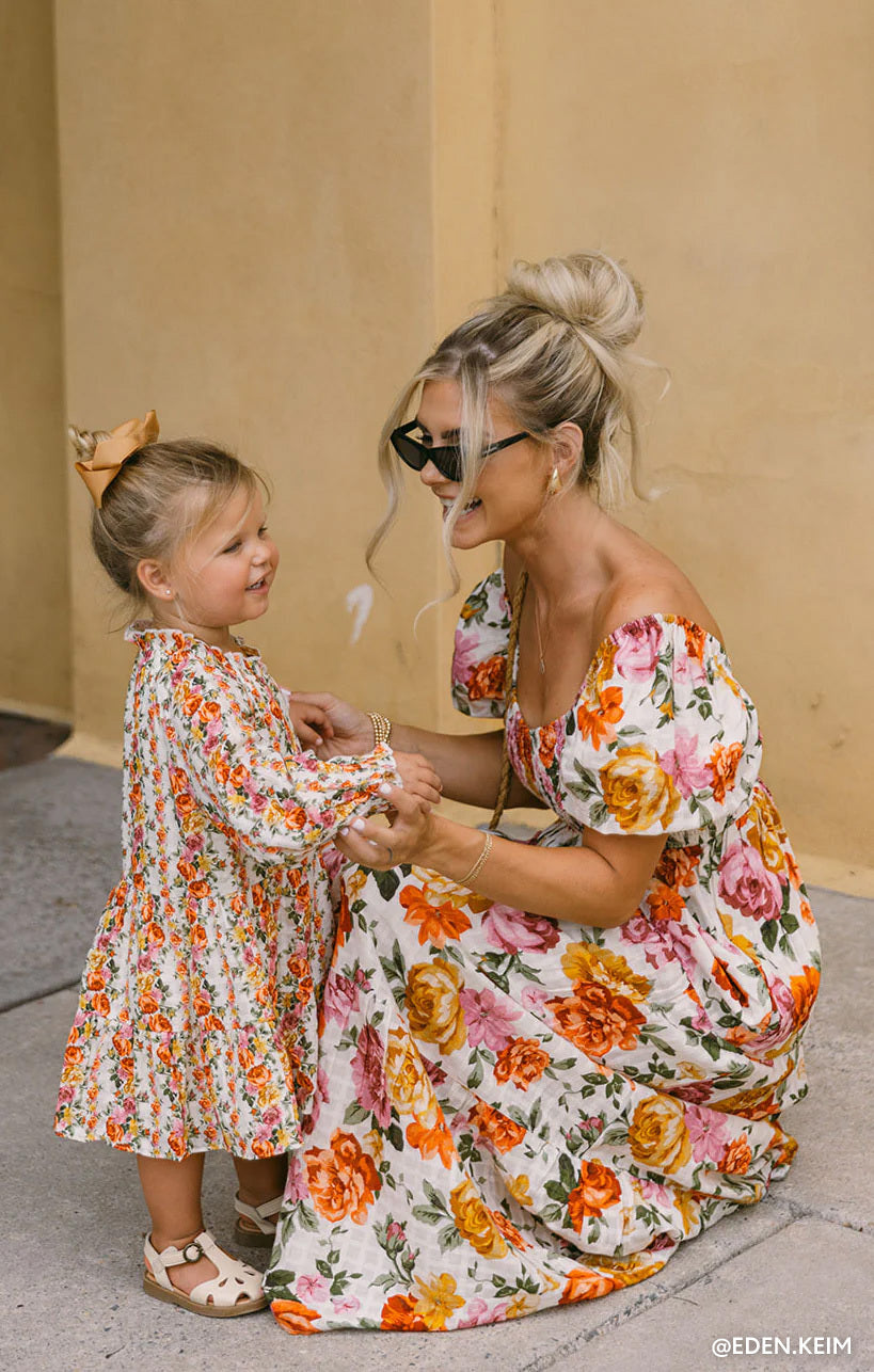 Little Birdie Dress - Hillside Stripe Floral Print Summer Dress for Girls | Casual Wear, Birthday Party, Photo Shoot Outfits