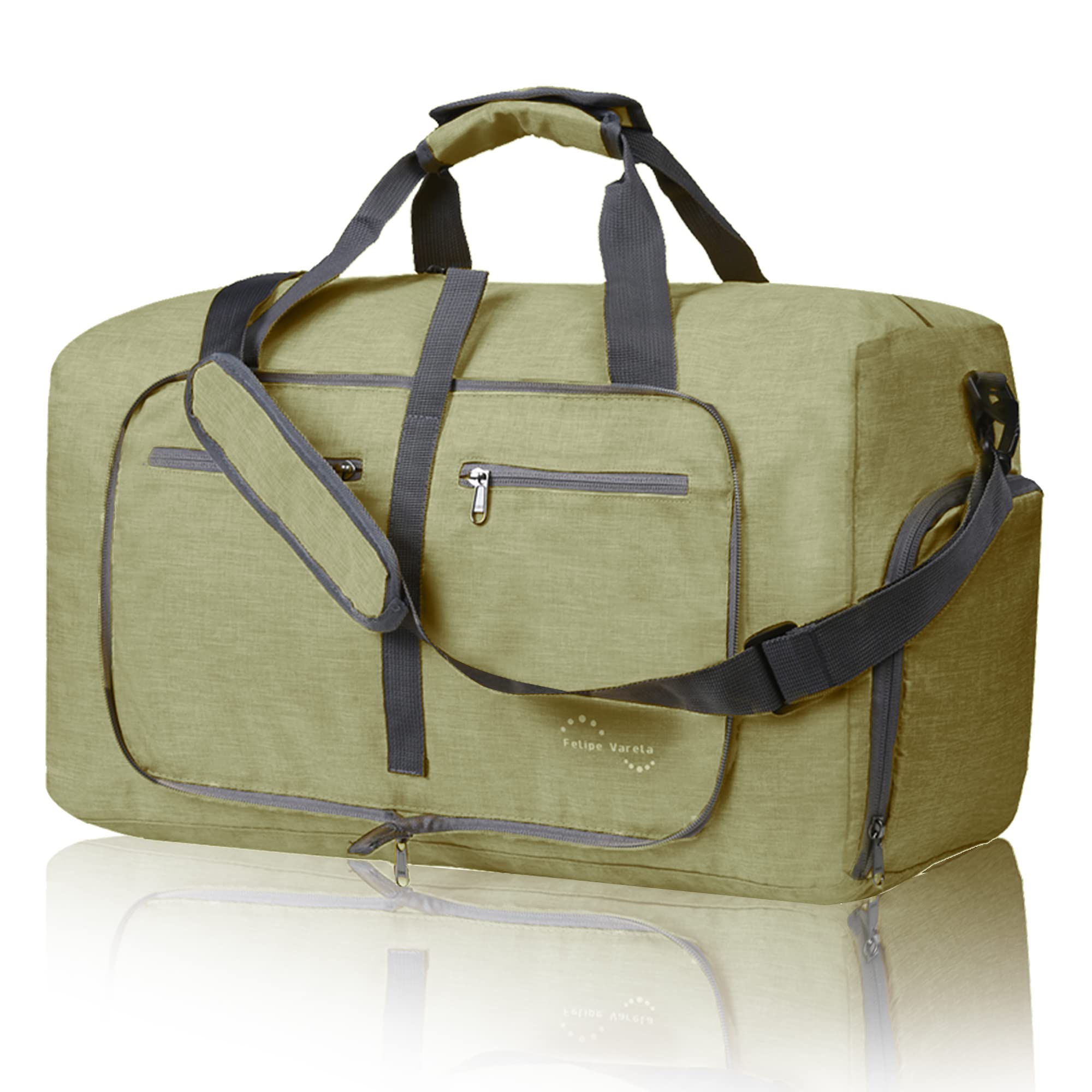 Felipe Varela 65L Duffle Bag with Shoes Compartment & Adjustable Strap - Foldable Waterproof Travel Duffel for Men & Women - Perfect for Gym, Sports, Weekend Trips & Air Travel