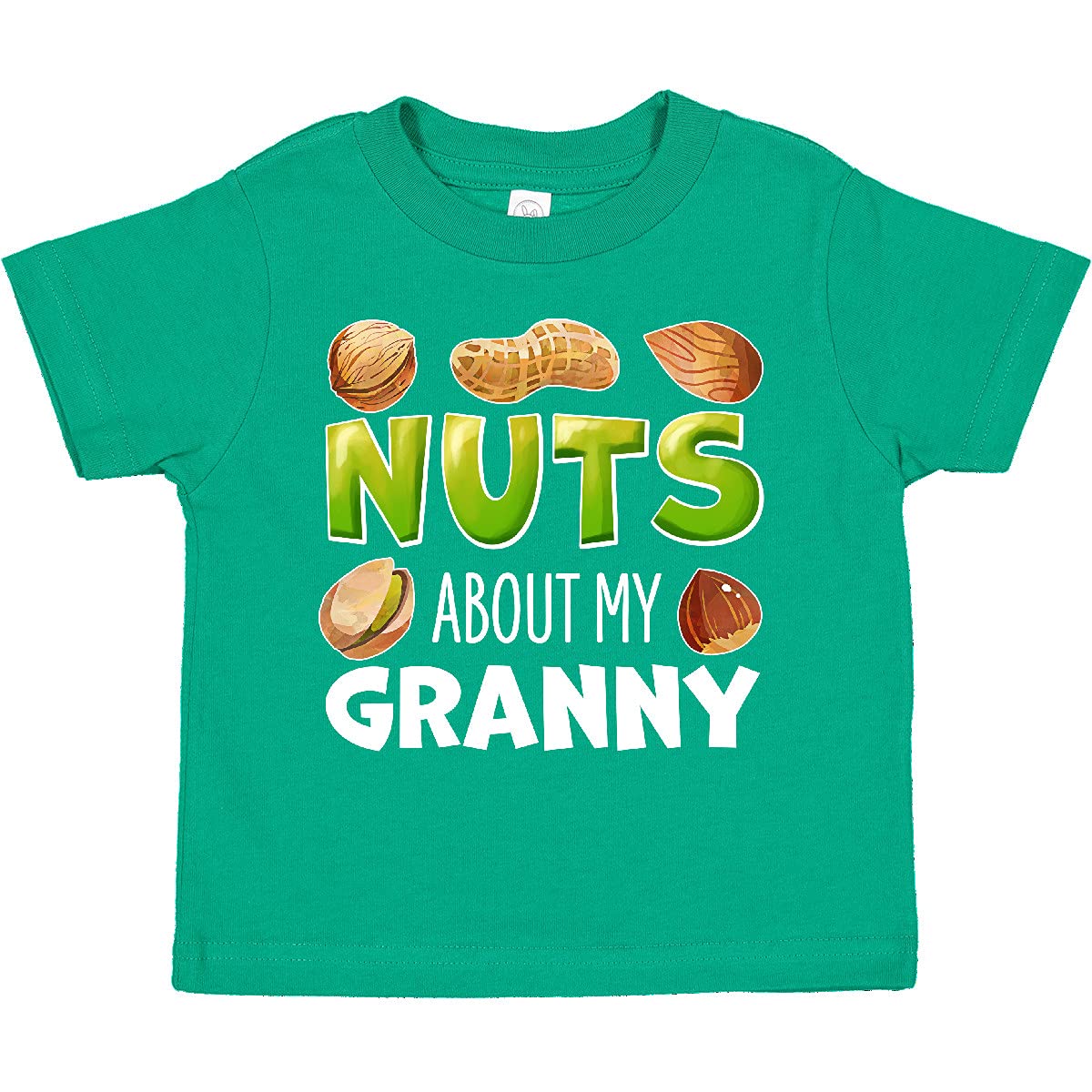 Inktastic Nuts About My Granny Peanut Almond Pistachio Toddler T-Shirt - Cute Funny Toddler Outfit for Grandparents Day, Family Reunions & Casual Wear