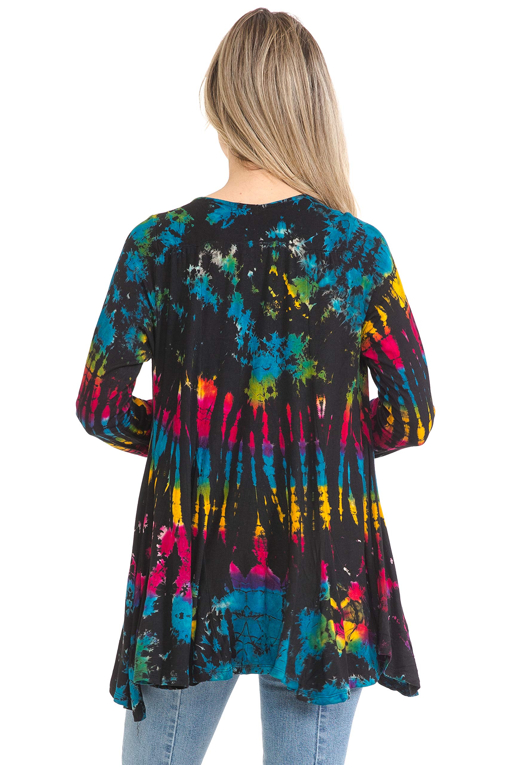 Royal Tie Dye Cardigan for Women - Soft & Stylish Oversized Knit Sweater - Boho Chic Loungewear for Casual Outings & Cozy Nights