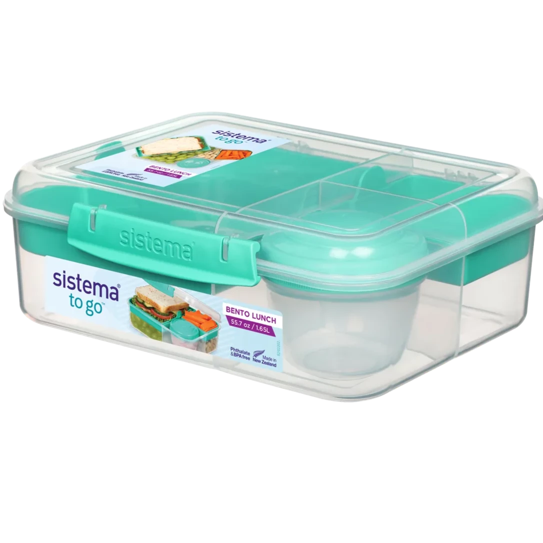 1.65L Bento Lunch Box with Yogurt Container - Insulated Food Storage for Work, School & Picnics | Leak-Proof Meal Prep Container | Teal Color