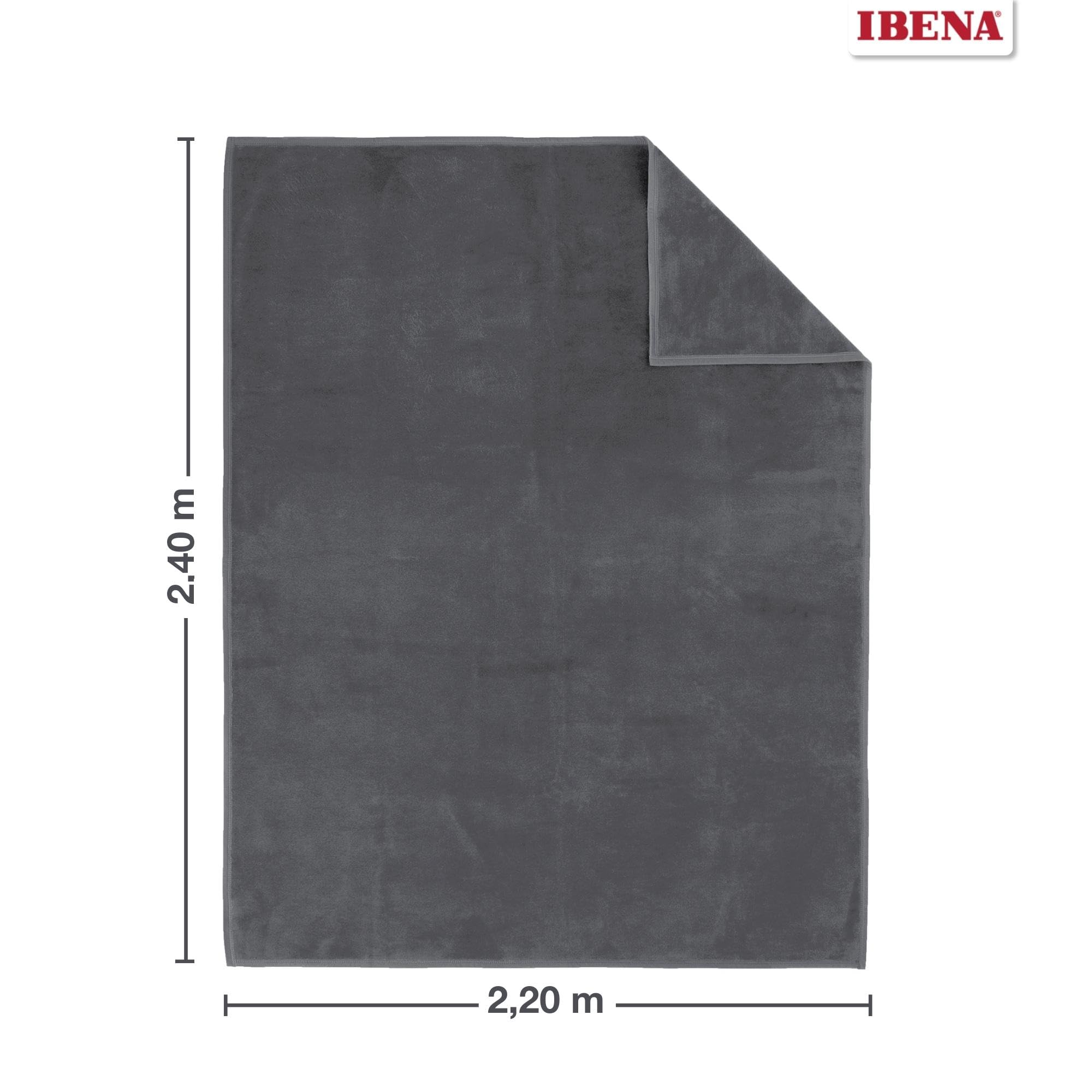 IBENA Plush Solid Color Cotton Blend Queen Size Bed Blanket - Soft & Cozy Pewter Gray Blanket for Bedroom, Living Room, and Guest Room