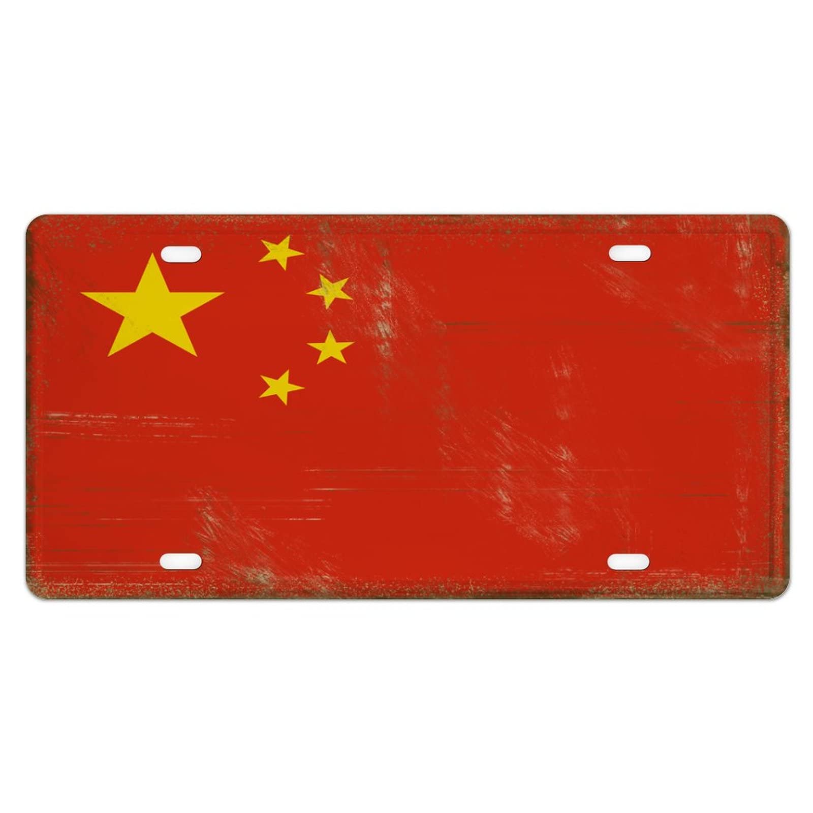 China Flag Aluminum License Plate Frame & Cover Set - Front & Back Car Tag Holder for Patriotic Auto Enthusiasts | Perfect for 4th of July, Car Shows & National Pride Displays