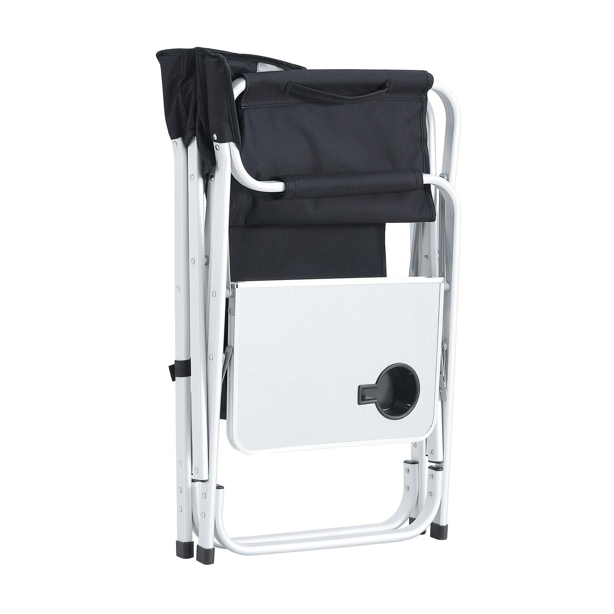1 Piece Padded Folding Outdoor Chair with Side Table & Storage Pockets - Lightweight Oversized Director's Chair for Camping, Beach, Patio, Picnic & Indoor Use