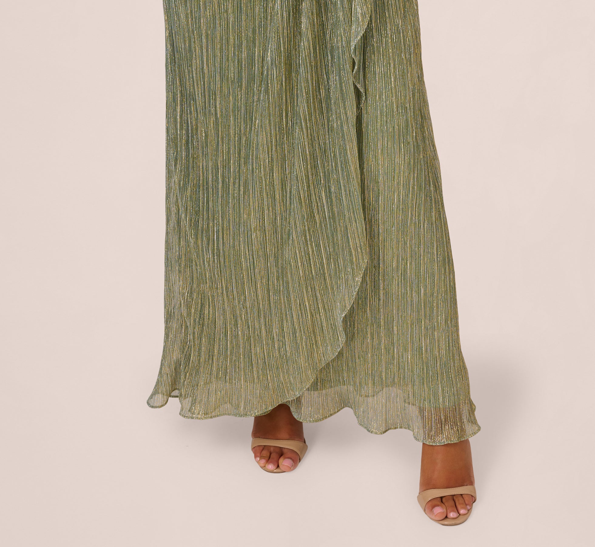 Elegant Green Slate Stardust Pleated One Shoulder Evening Gown - Perfect for Prom, Formal Dinners & Special Occasions