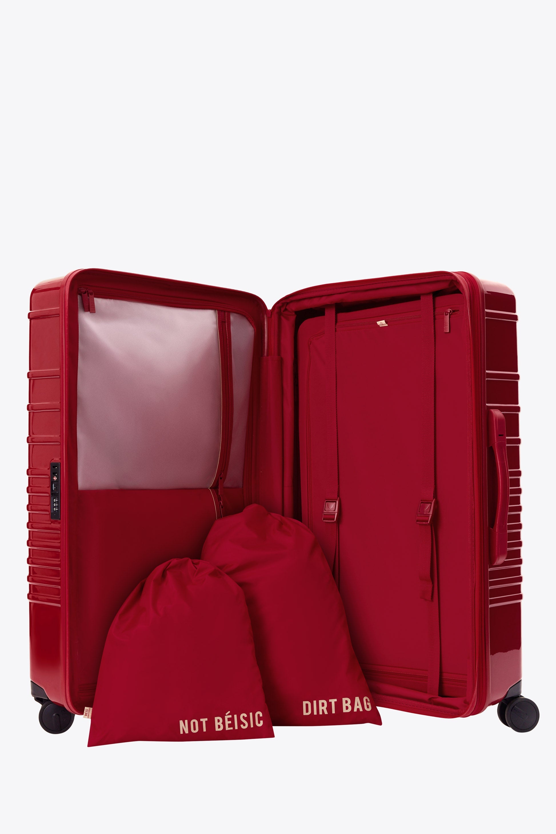 Large Check-In Roller Suitcase in Text Me Red - Perfect for Air Travel, Business Trips & Vacation Luggage