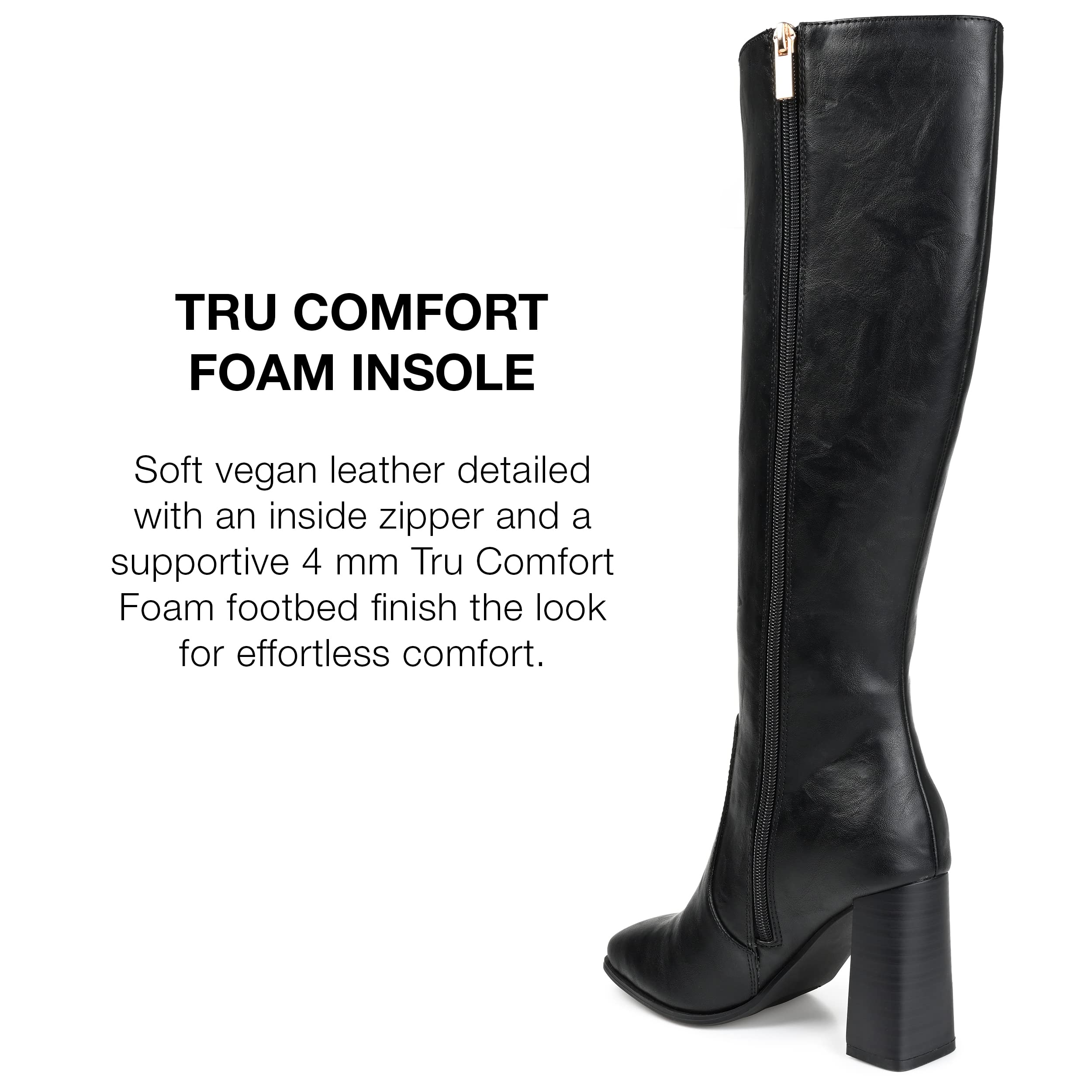 Journee Women's Karima Wide Calf Boots with Comfort Foam - Black Size 10 | Stylish & Comfortable Knee-High Boots for Work, Office & Winter Fashion