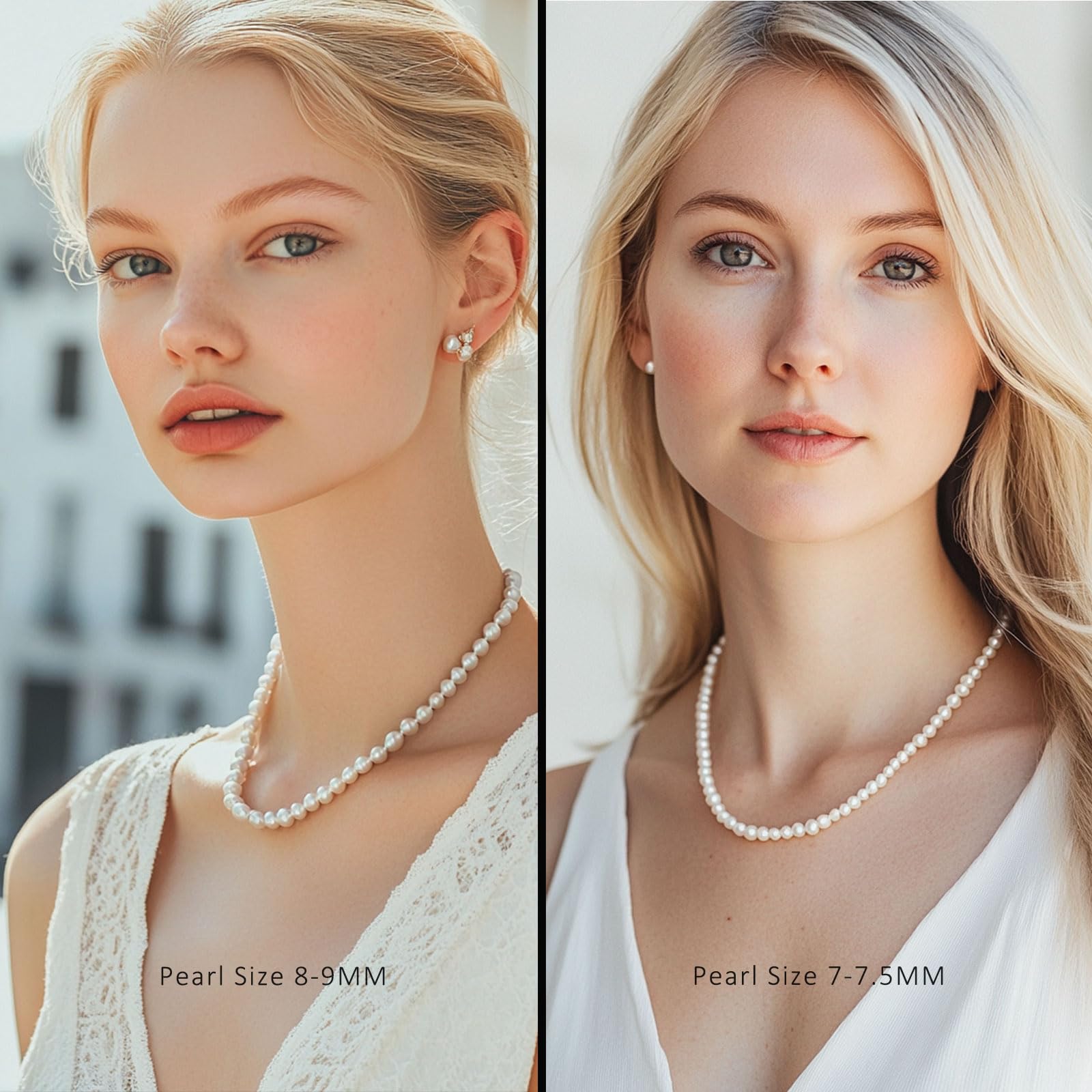 Freshwater Cultured Pearl Jewelry Set for Women - Necklace, Earrings & Bracelet with 925 Sterling Silver Clasp | Elegant Gift for Mother's Day, Anniversary, Birthday & Wedding | Perfect for Formal Events, Office Wear & Special Occasions - 18+2 Inch