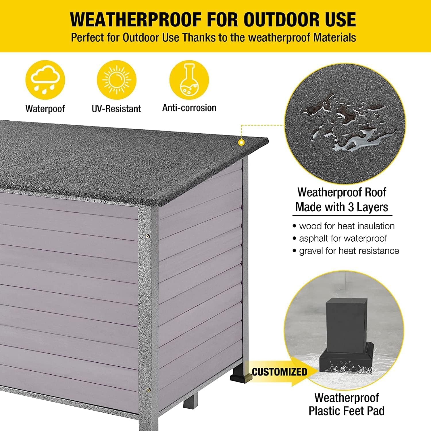 **Aivituvin Weatherproof Outdoor & Indoor Dog House for Small, Medium, Large Dogs - Sturdy All-Around Iron Frame & Raised Feet (Grey) - Perfect for Backyard, Patio, or Indoor Use**