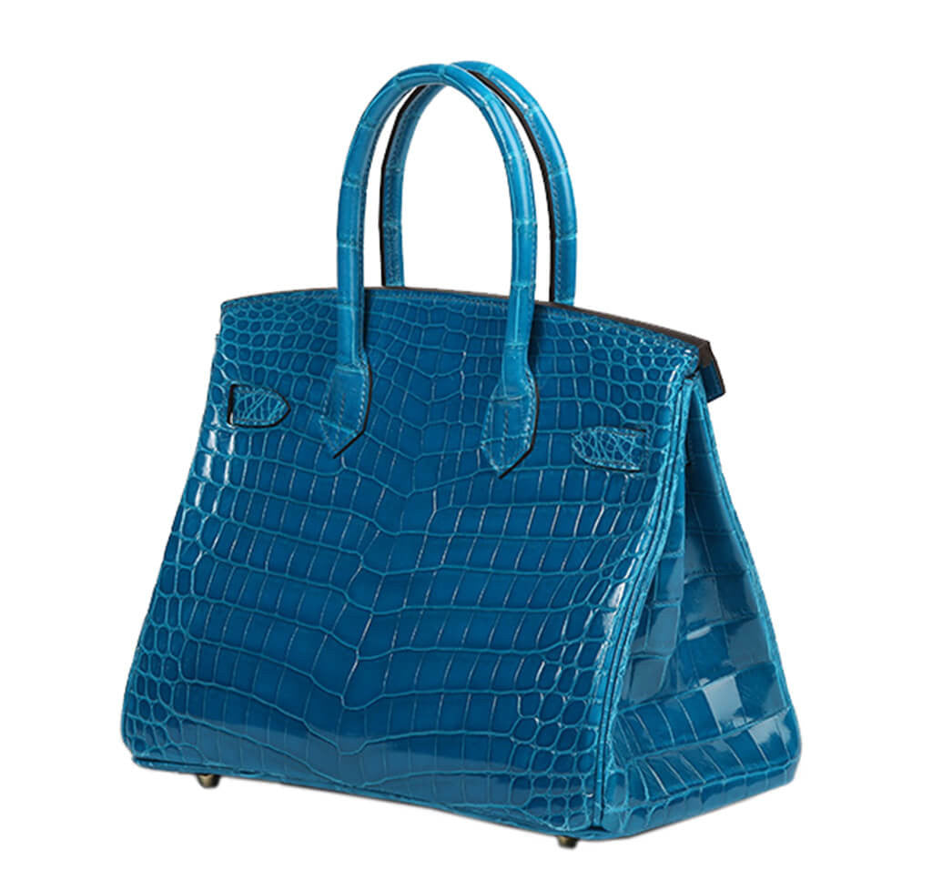 Authentic Hermès Birkin 30 Handbag in Blue Izmir Crocodile Leather - Luxury Designer Tote for Women, Perfect for Work, Travel & Special Occasions