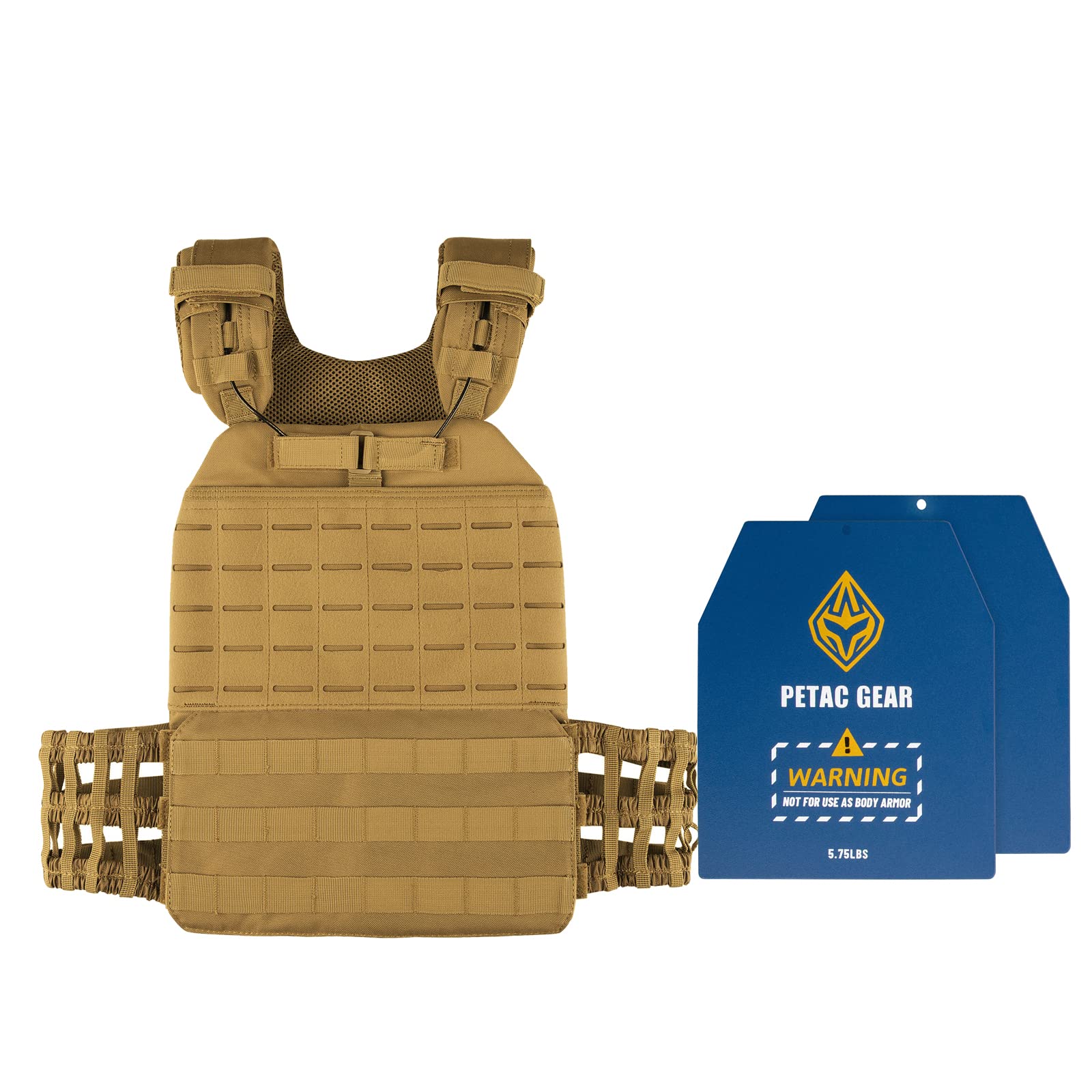 PETAC GEAR Weighted Vest for Men & Women - Adjustable 5.75 lb Weight Plates for Strength Training, Running & CrossFit - Perfect for Home Gym, Outdoor Workouts & Fitness Challenges