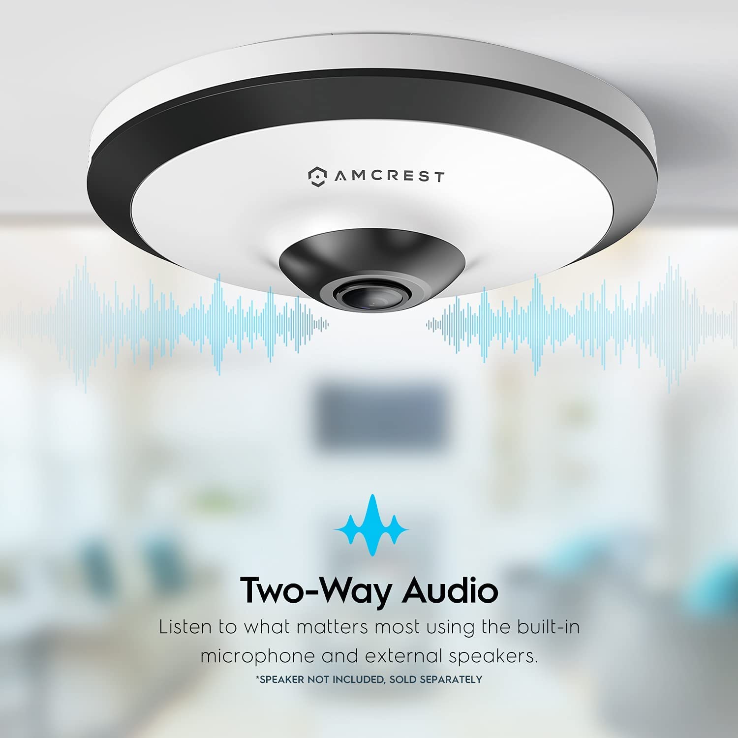Amcrest 5MP Fisheye POE IP Security Camera - 360° Panoramic Indoor Surveillance with IVS, People Counting & MicroSD Recording (IP5M-F1180EW-V2, White) - Ideal for Home, Office, and Retail Store Monitoring