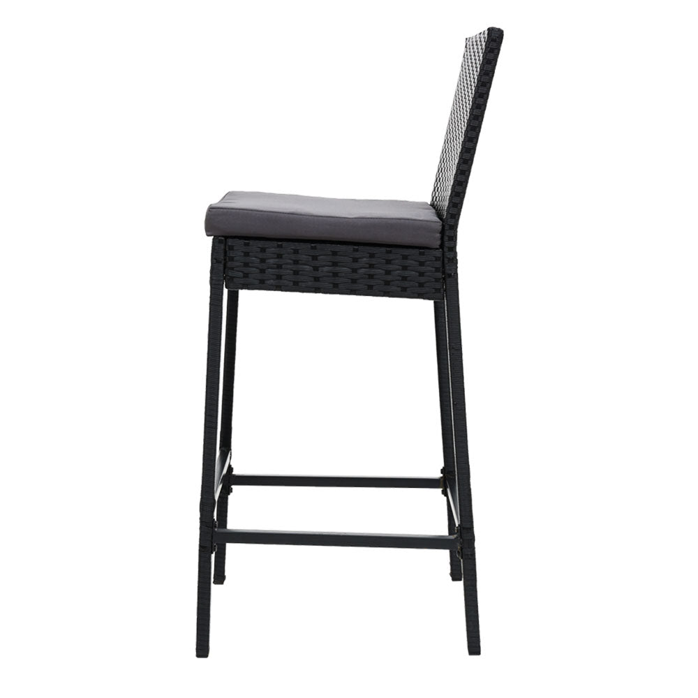 4-Piece Outdoor Bar Stool Set - Rattan Dining Chairs for Patio, Garden, Poolside & Backyard - Weather-Resistant Wicker Bar Height Stools for Outdoor Entertaining