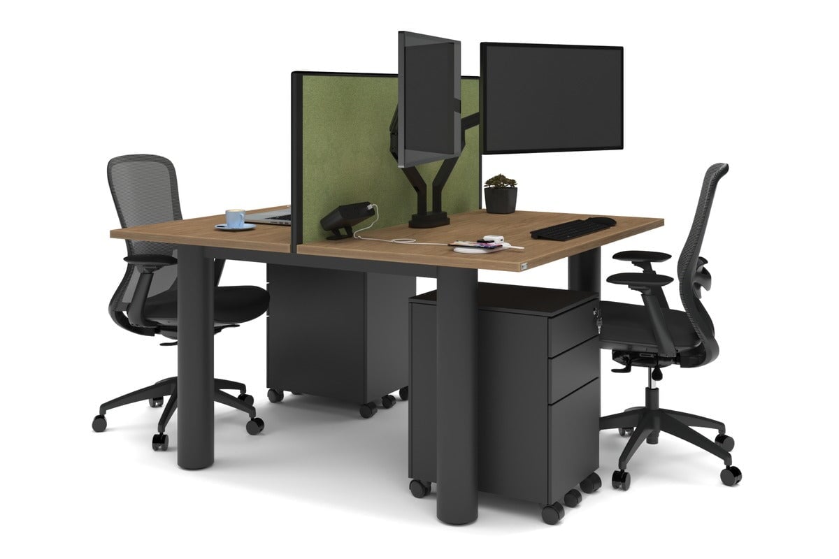 Quadro Cylinder Leg 2 Person Office Workstation Desk - 1200L x 700W Modern Office Furniture for Collaborative Workspaces & Home Offices