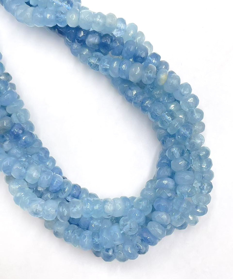 Premium Grade A Aquamarine Gemstone Beads - 4x6mm Faceted Rondelle, 15.5 Inch Strand for Jewelry Making, DIY Crafts & Healing Crystal Bracelets - Perfect for Necklaces, Earrings & Spiritual Healing Jewelry