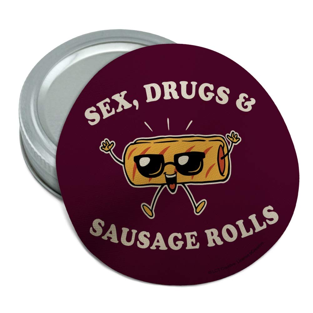 Funny Non-Slip Jar Opener - Sex Drugs and Sausage Rolls Humor Rubber Gripper for Kitchen, Home & Gag Gifts | Easy Bottle Lid Removal Tool