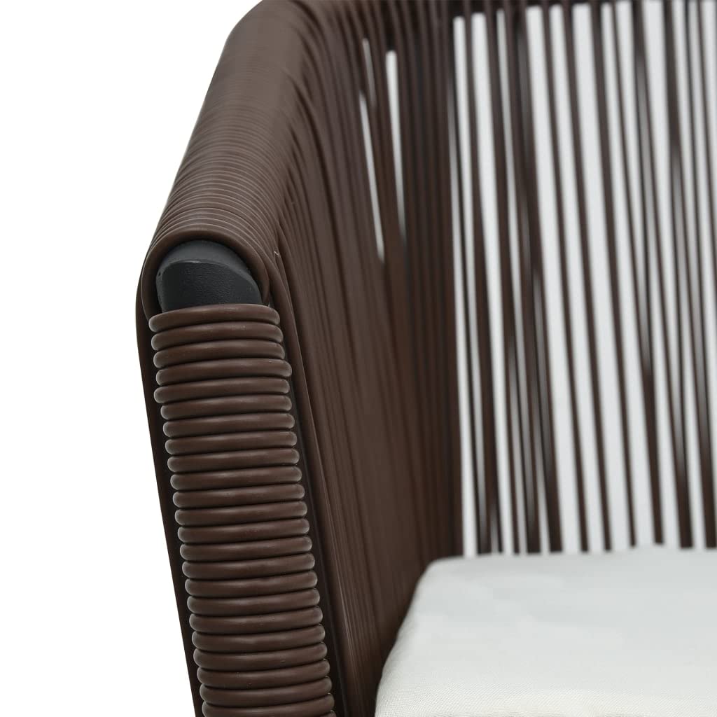 VidaXL 3-Piece Patio Bistro Set with Cushions - Brown PE Rattan Outdoor Furniture with Round Glass Tabletop - Perfect for Garden, Balcony, and Backyard Relaxation