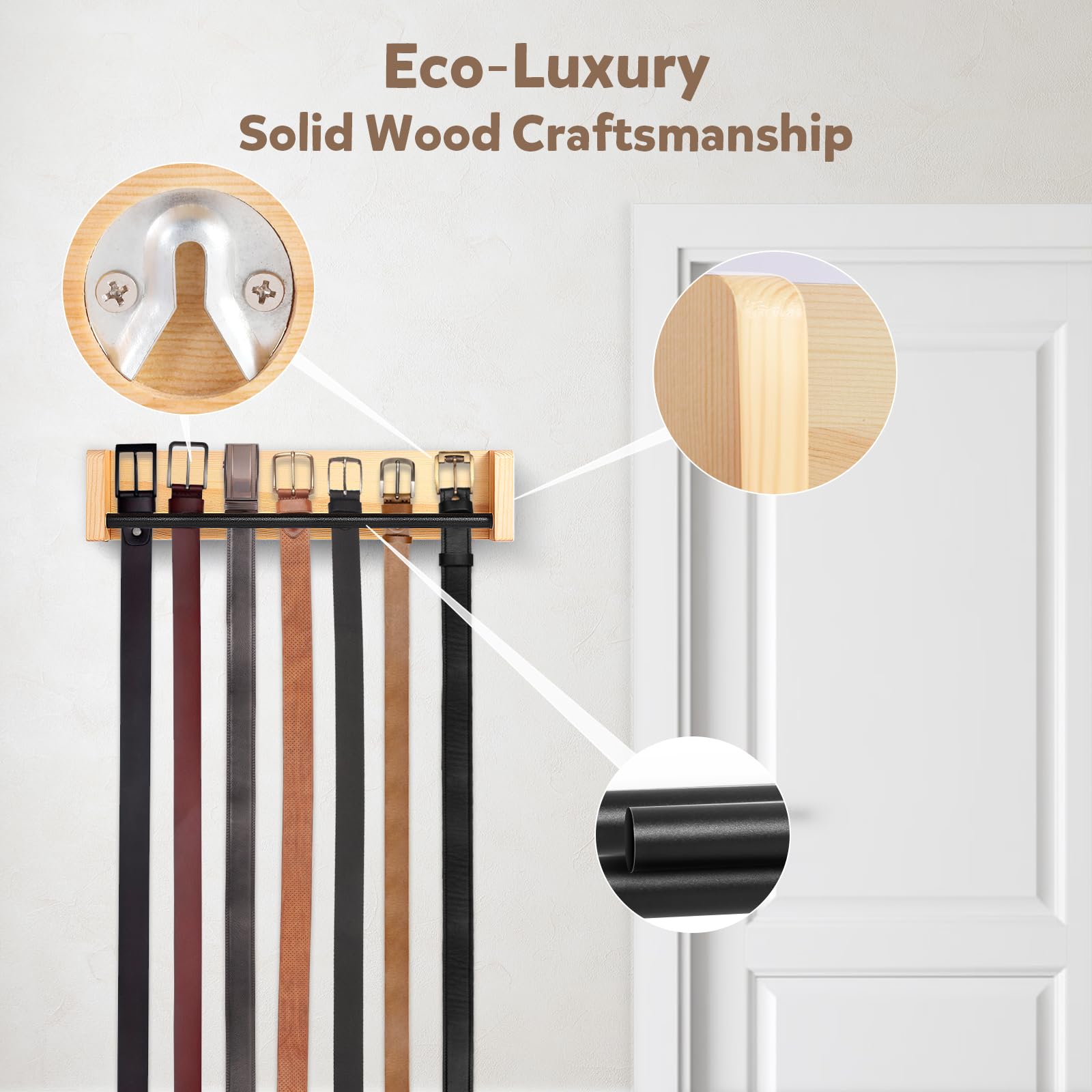 Wall Mount Belt Hanger Organizer - Space Saving Closet Door Storage for Belts & Ties - Perfect Gift for Men, Father's Day, Birthday & Housewarming - Ideal for Bedroom, Closet & Small Space Organization