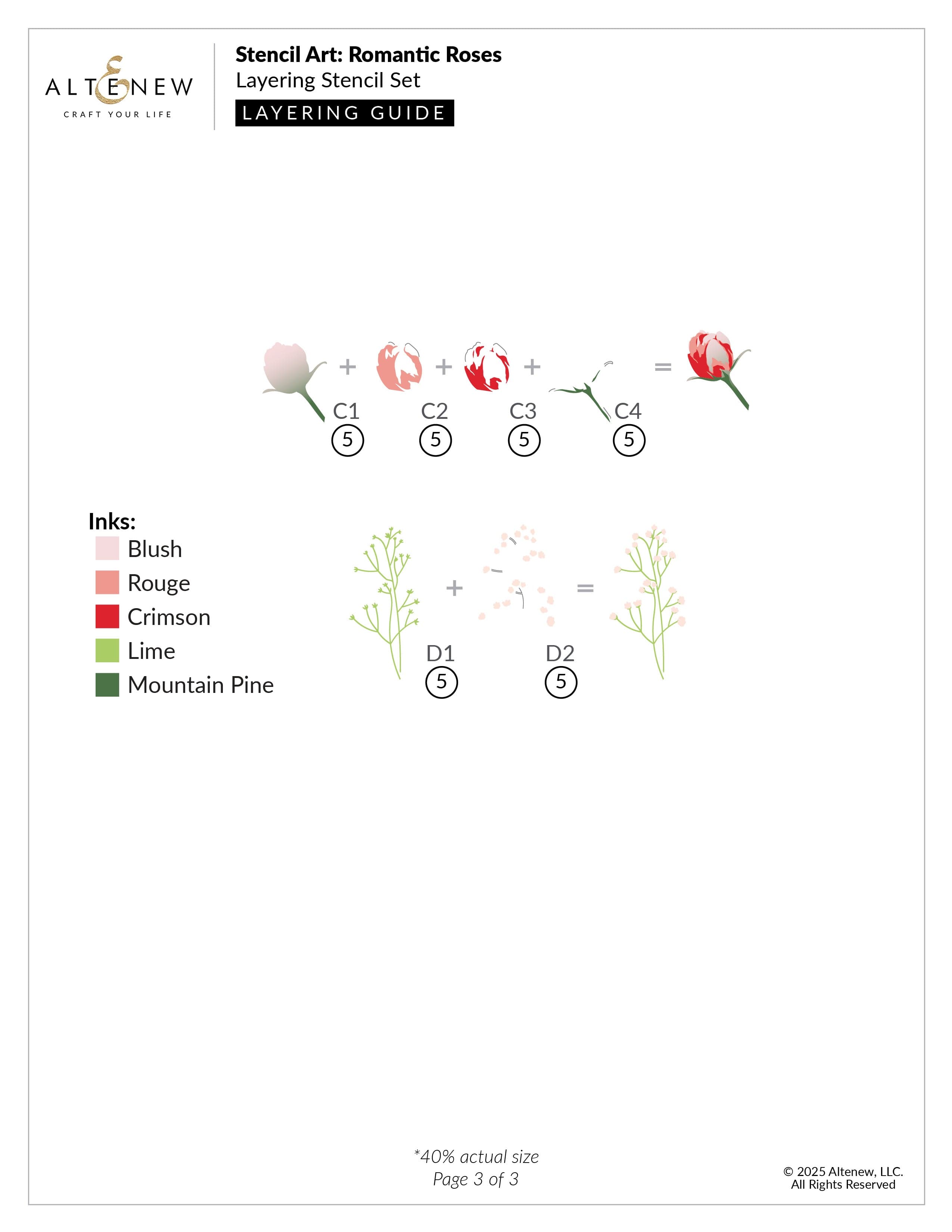 Romantic Roses Layering Stencil Set (6 in 1) - DIY Scrapbooking, Card Making & Wall Art Templates for Home Decor & Craft Projects