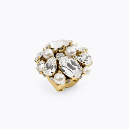Katia Pearl & Crystal Ring - Elegant Women's Jewelry for Wedding, Party & Special Occasions