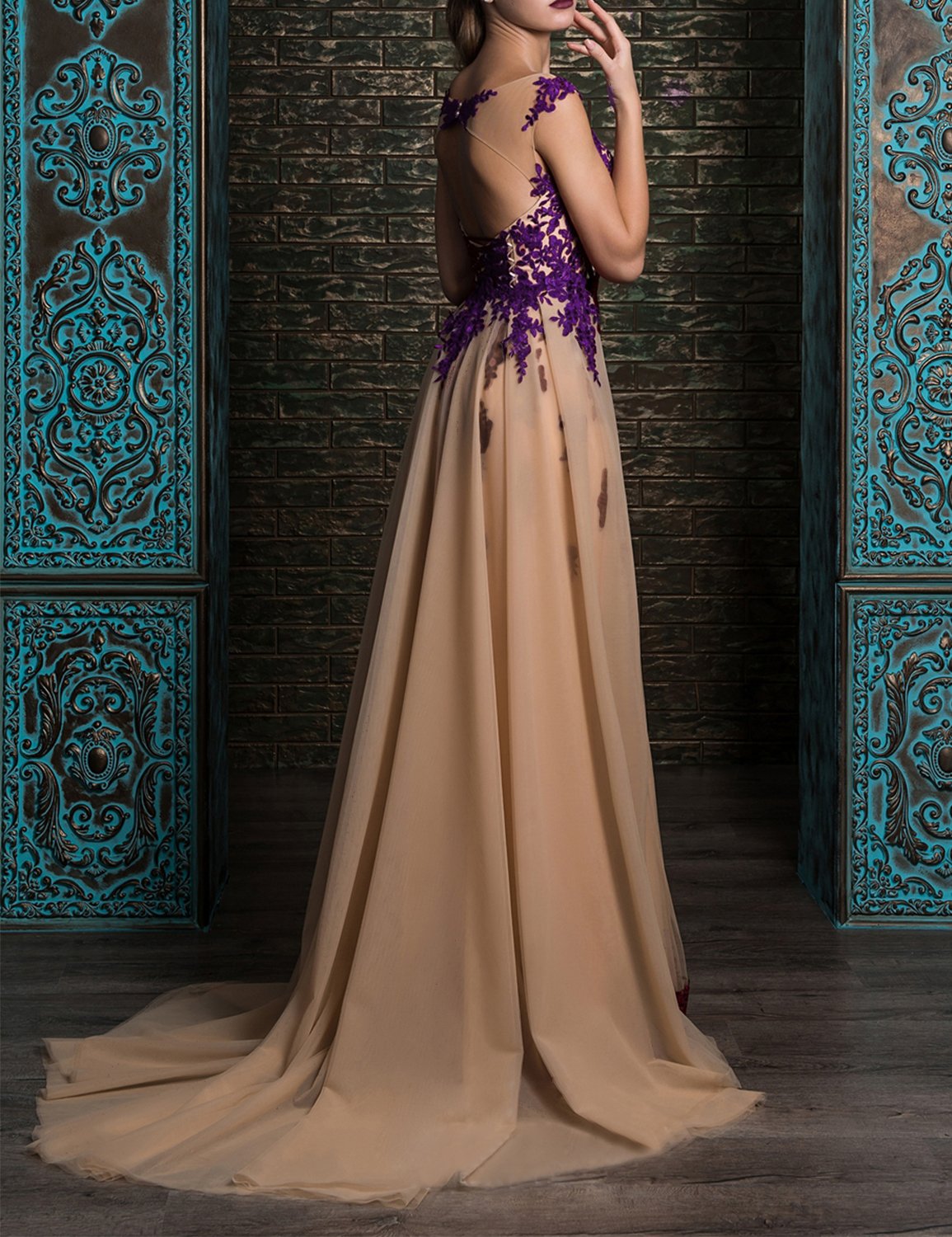 Elegant Lace Prom Dress for Girls - Long Evening Party Gown with Sweep Train (Style EV429) | Perfect for Homecoming, Formal Dances & Special Occasions